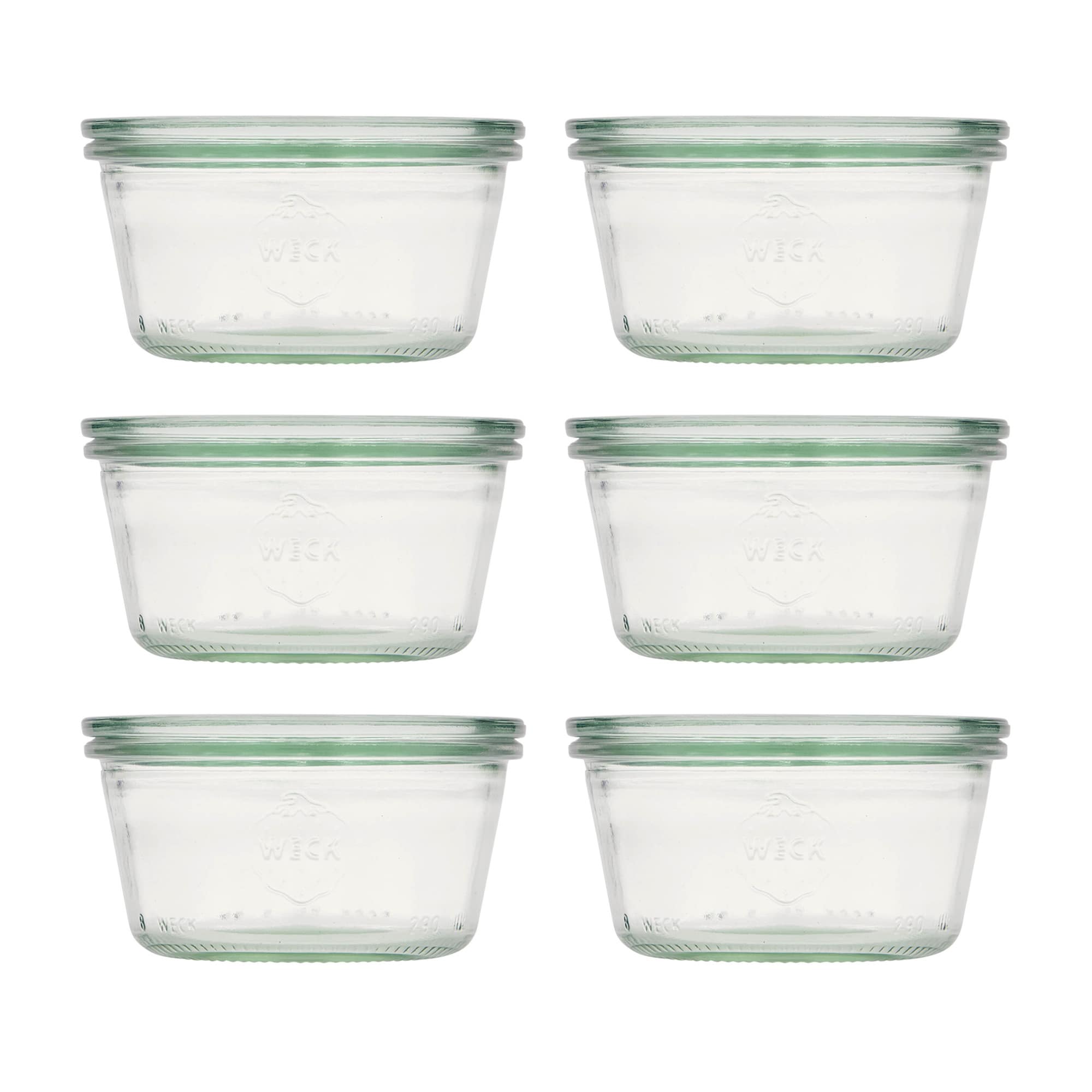 6x 290 ml ploščat WECK kozarec za vlaganje s steklenim pokrovom RR 100