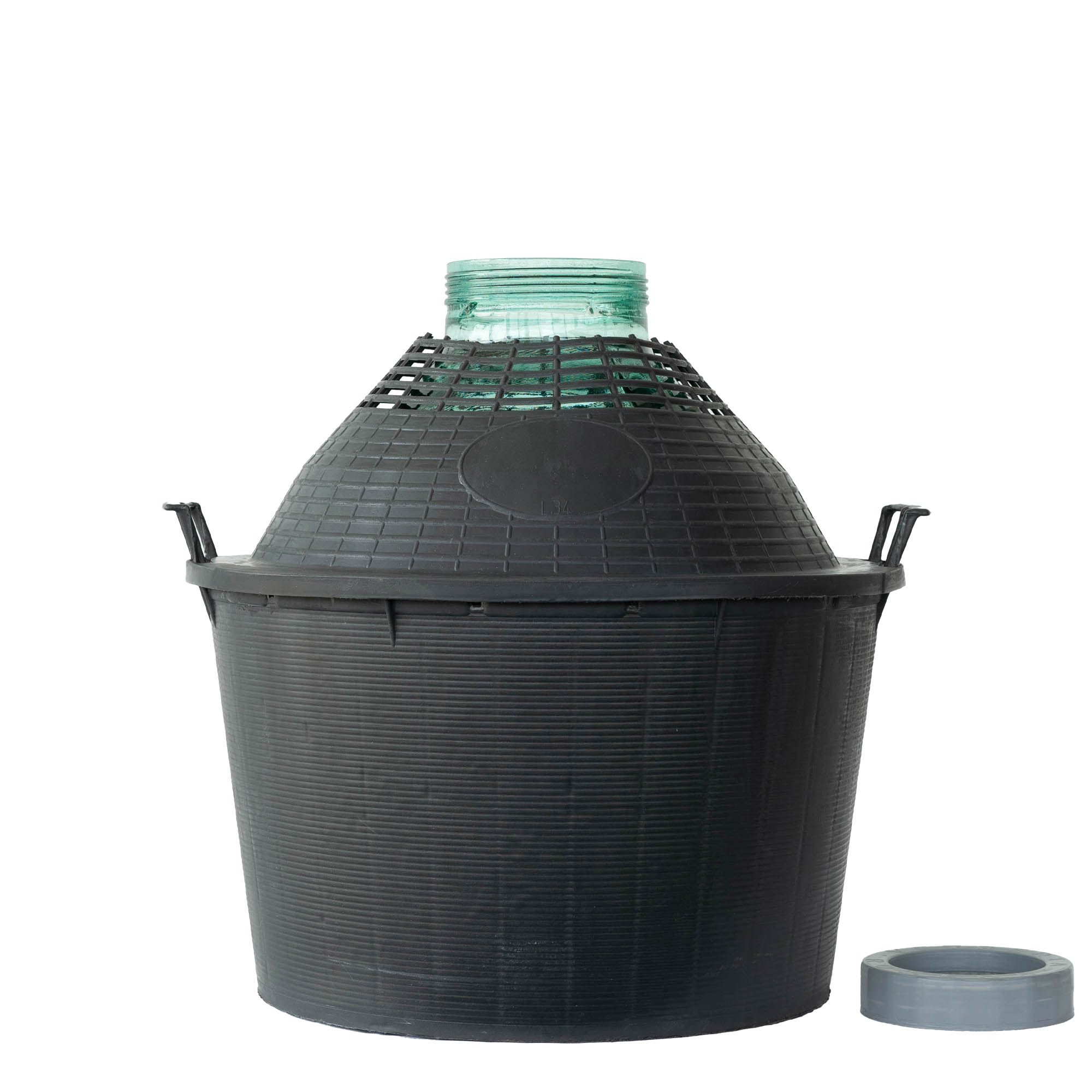 34 l balonska steklenica širokega grla, steklo, odprtina: navojni zamašek