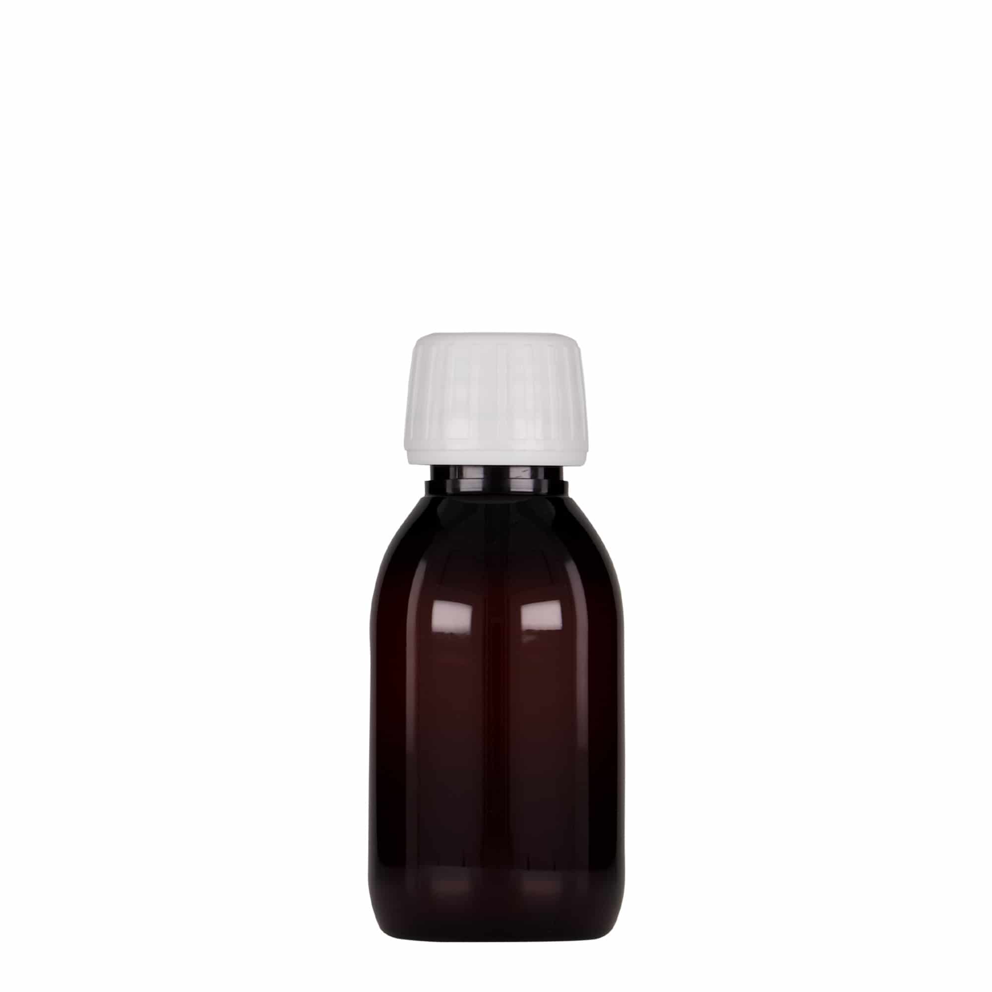 100 ml PET-medicinska steklenička, rjava, plastika, odprtina: PP 28