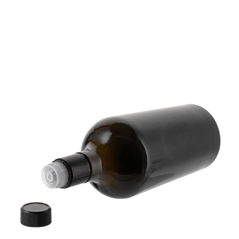 750 ml steklenica za kis/olje »Oleum«, steklo, antično zelena, ustje: DOP