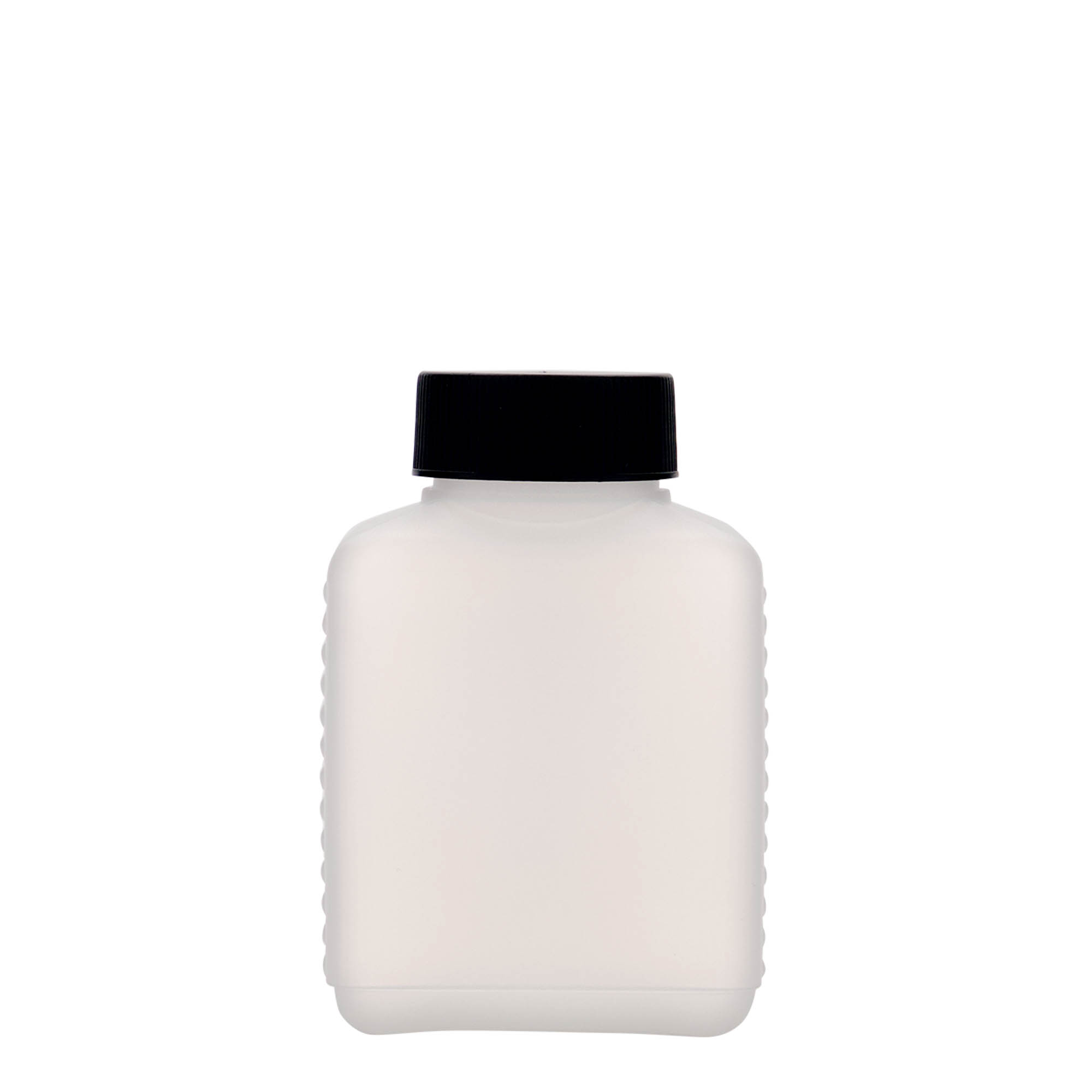 250 ml steklenica z širokim vratom, pravokotna, HDPE plastika, naravna, odprtina: DIN 40 EPE