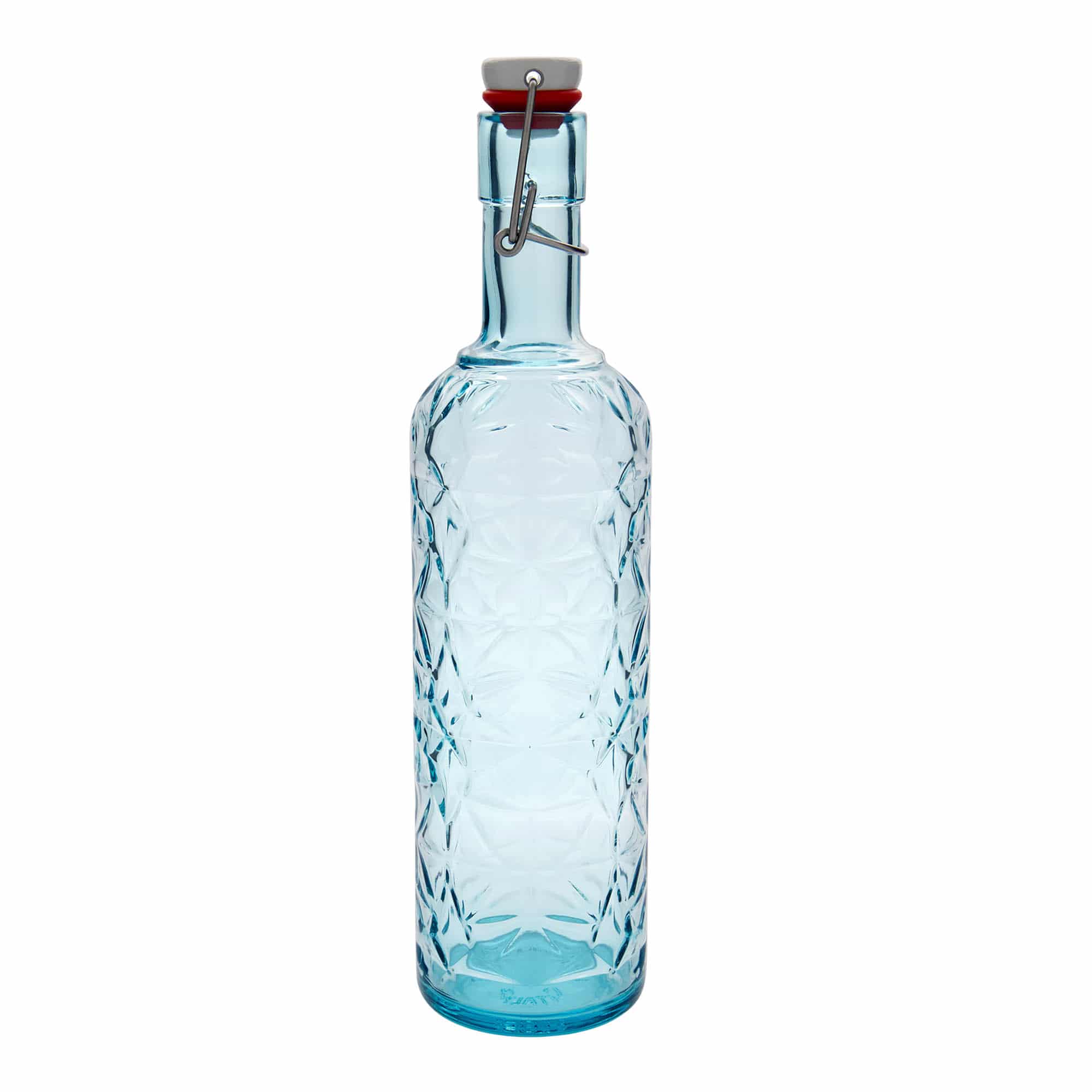 1.000 ml steklenica 'Oriente', azurno modra, odprtina: sponka za zapiranje