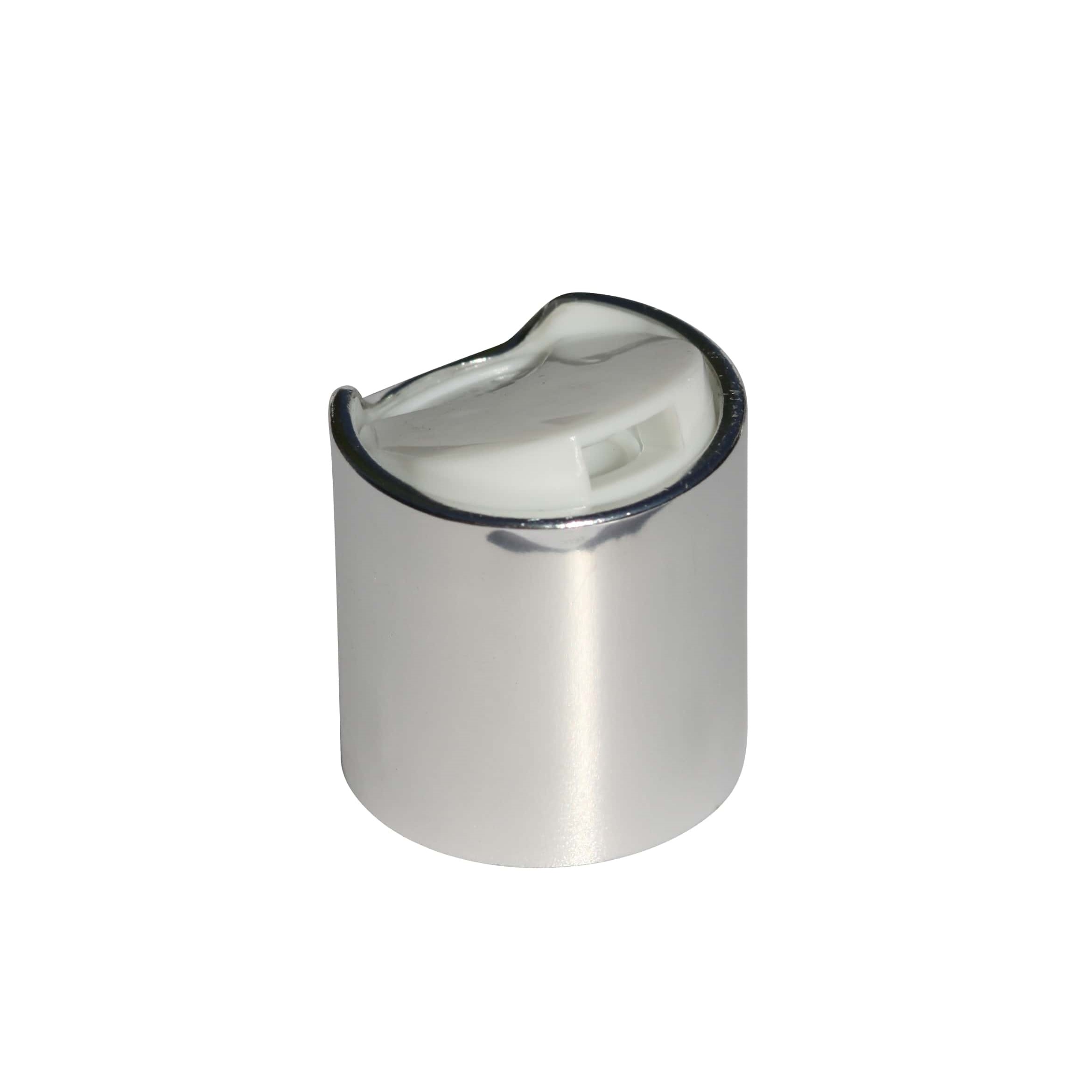 Navojni pokrovček Disc Top, PP-plastika, srebrne barve, za odprtino: 24/410 Navojni pokrovček Disc Top, PP-plastika, srebrne barve, za odprtino: 24/410