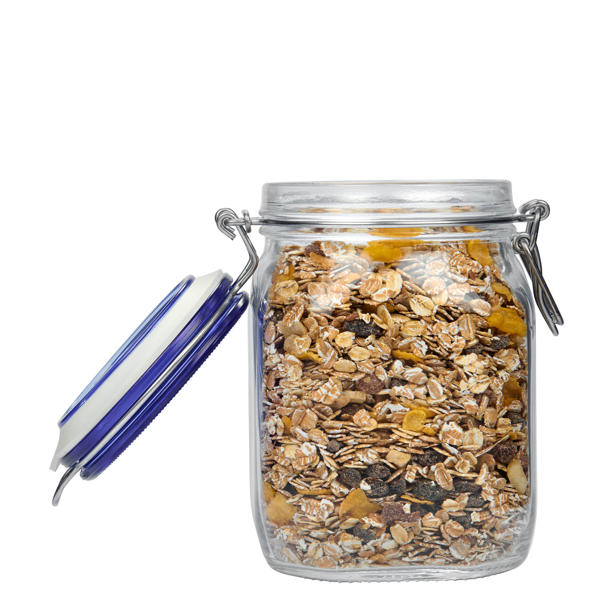 1.000 ml steklenica s kovinskim vzmetnim pokrovom 'Fido' modri pokrov, kvadratna, odprtina: kovinski vzmetni pokrov 1.000 ml steklenica s kovinskim vzmetnim pokrovom 'Fido' modri pokrov, kvadratna, odprtina: kovinski vzmetni pokrov