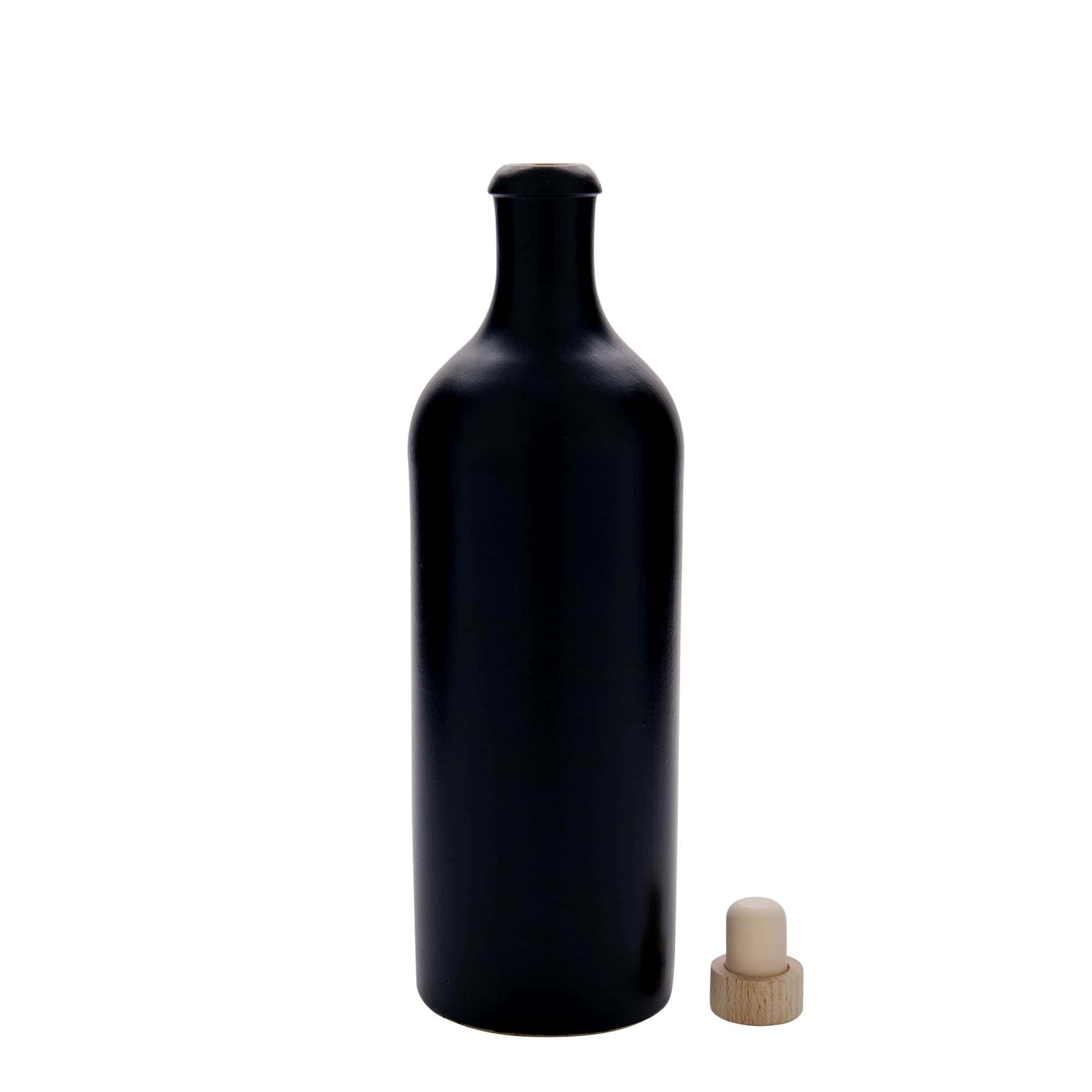 750 ml lončeni vrč, lončevina, črna, motiv: pluta
