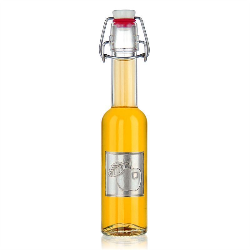 Kos etiketa 'Jabolko', kvadratni, kovina, srebrna