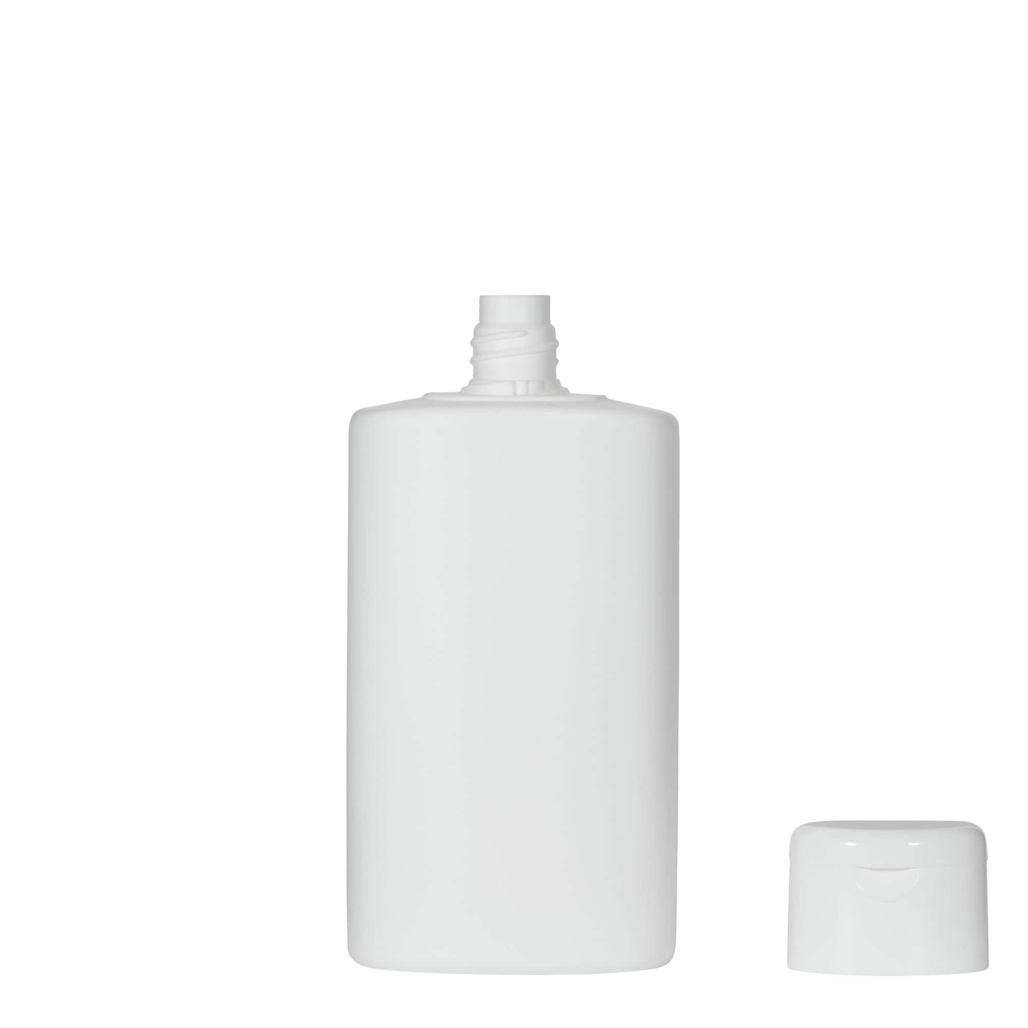 250 ml plastična steklenica 'Indy', ovalna, HDPE, bela, odprtina: navojni pokrov