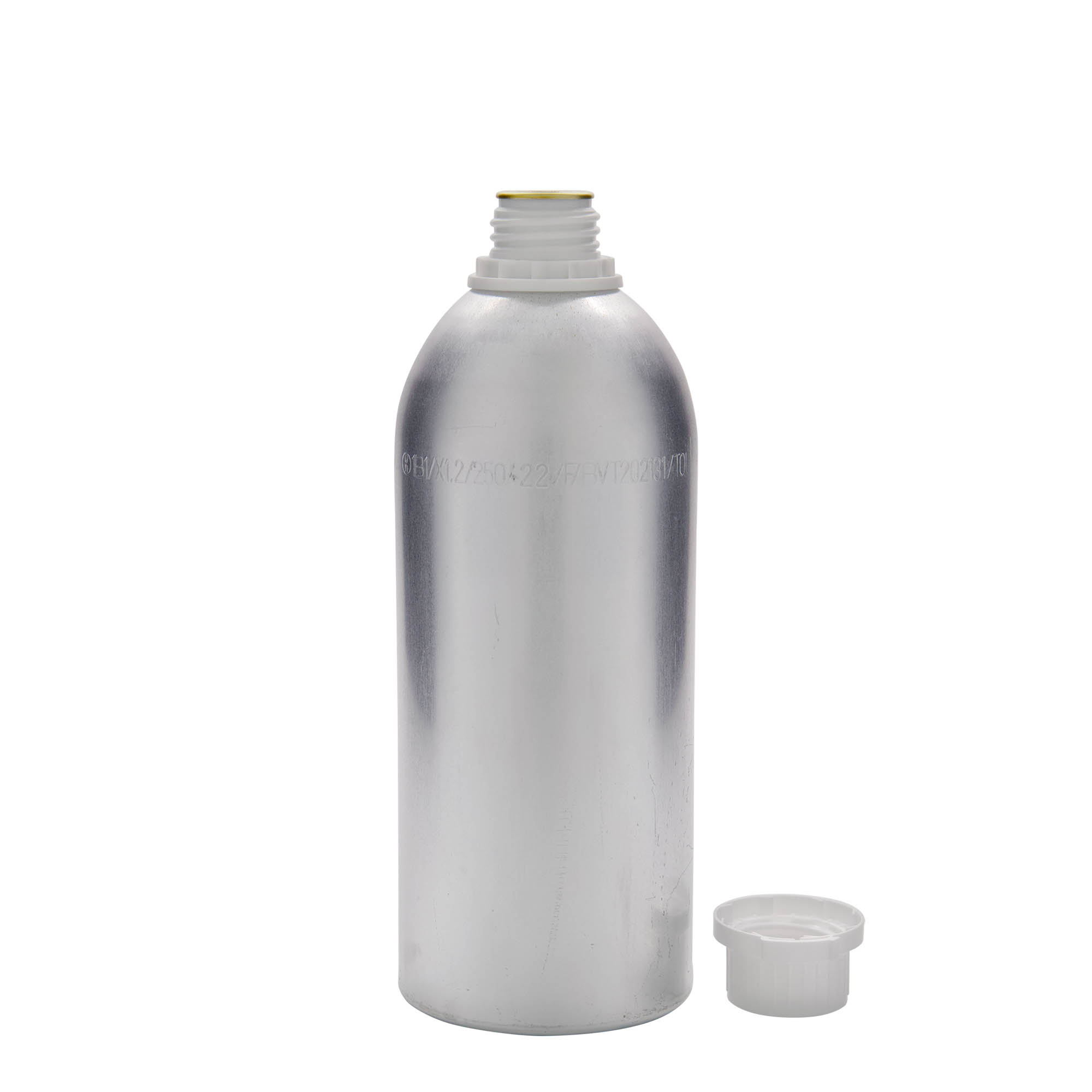 1100 ml aluminijasta steklenica, kovina, srebrna, odprtina: DIN 32