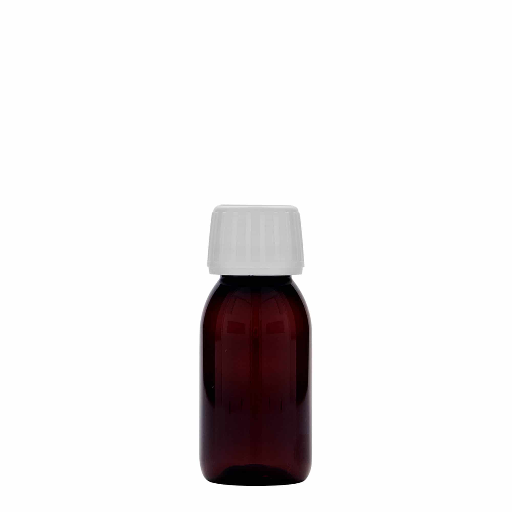 60 ml steklenica za zdravila PET, rjava, plastika, ustje: PP 28
