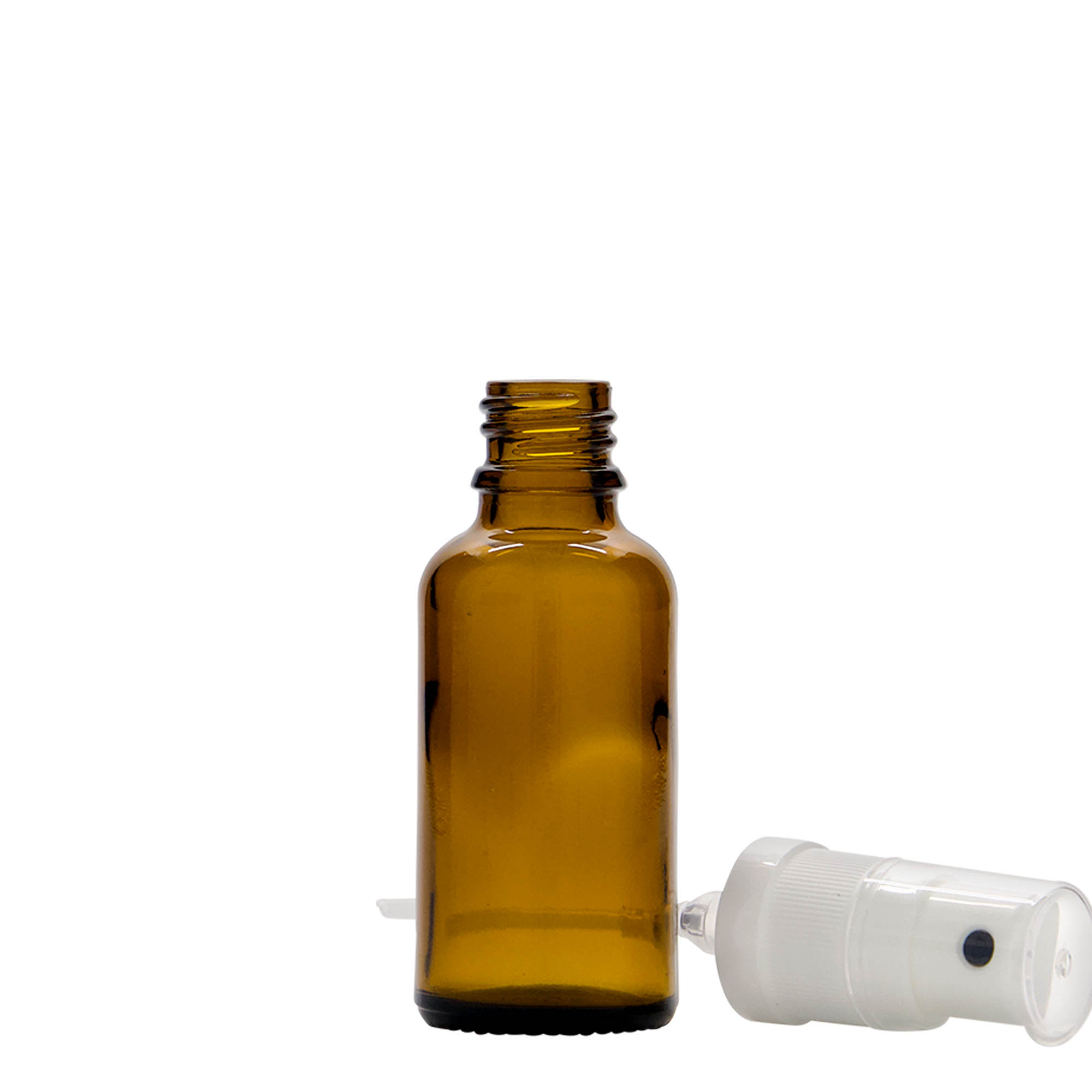 30 ml steklenička za pršilo, medicinska, steklo, rjava, odprtina: DIN 18