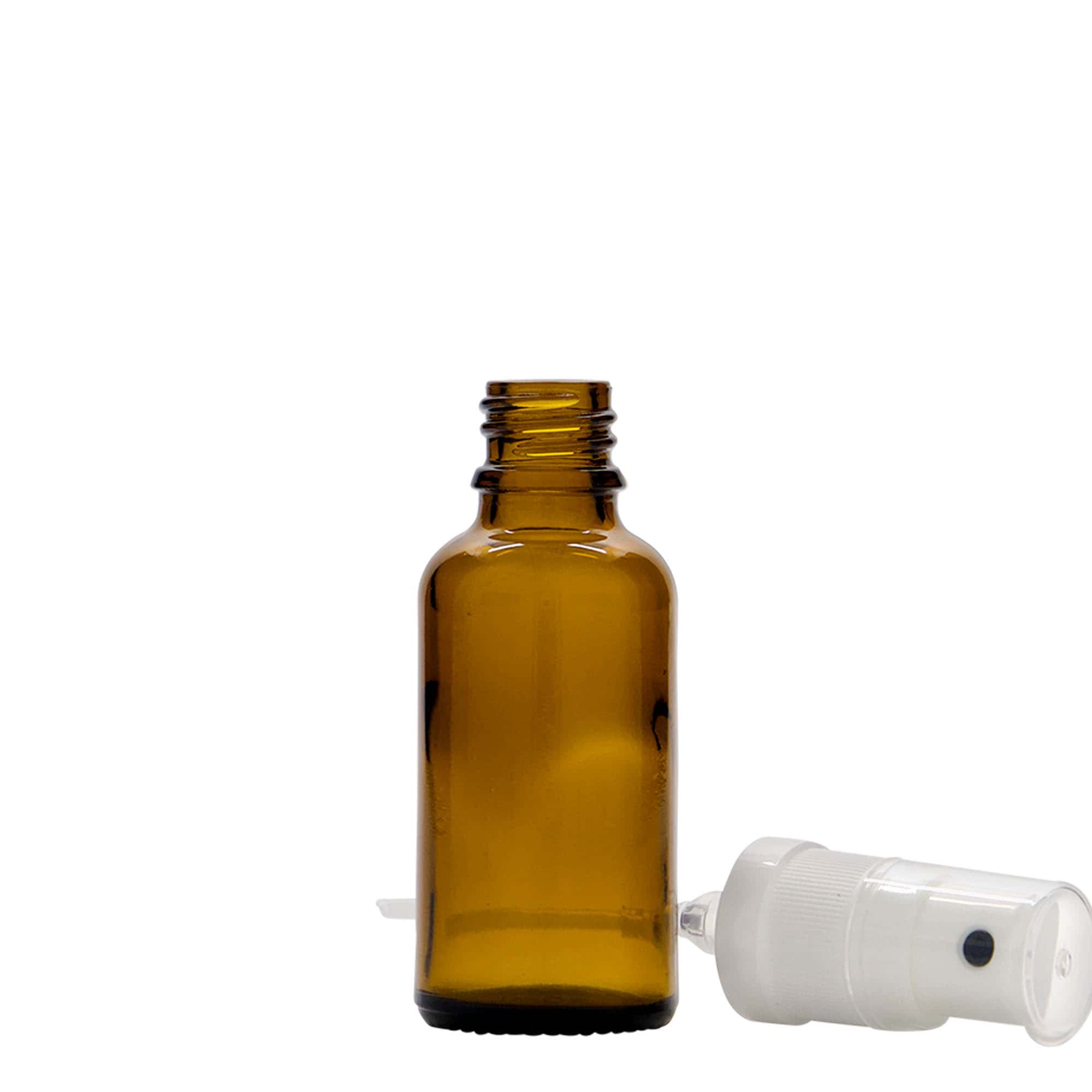 30 ml steklenička za pršilo, medicinska, steklo, rjava, odprtina: DIN 18