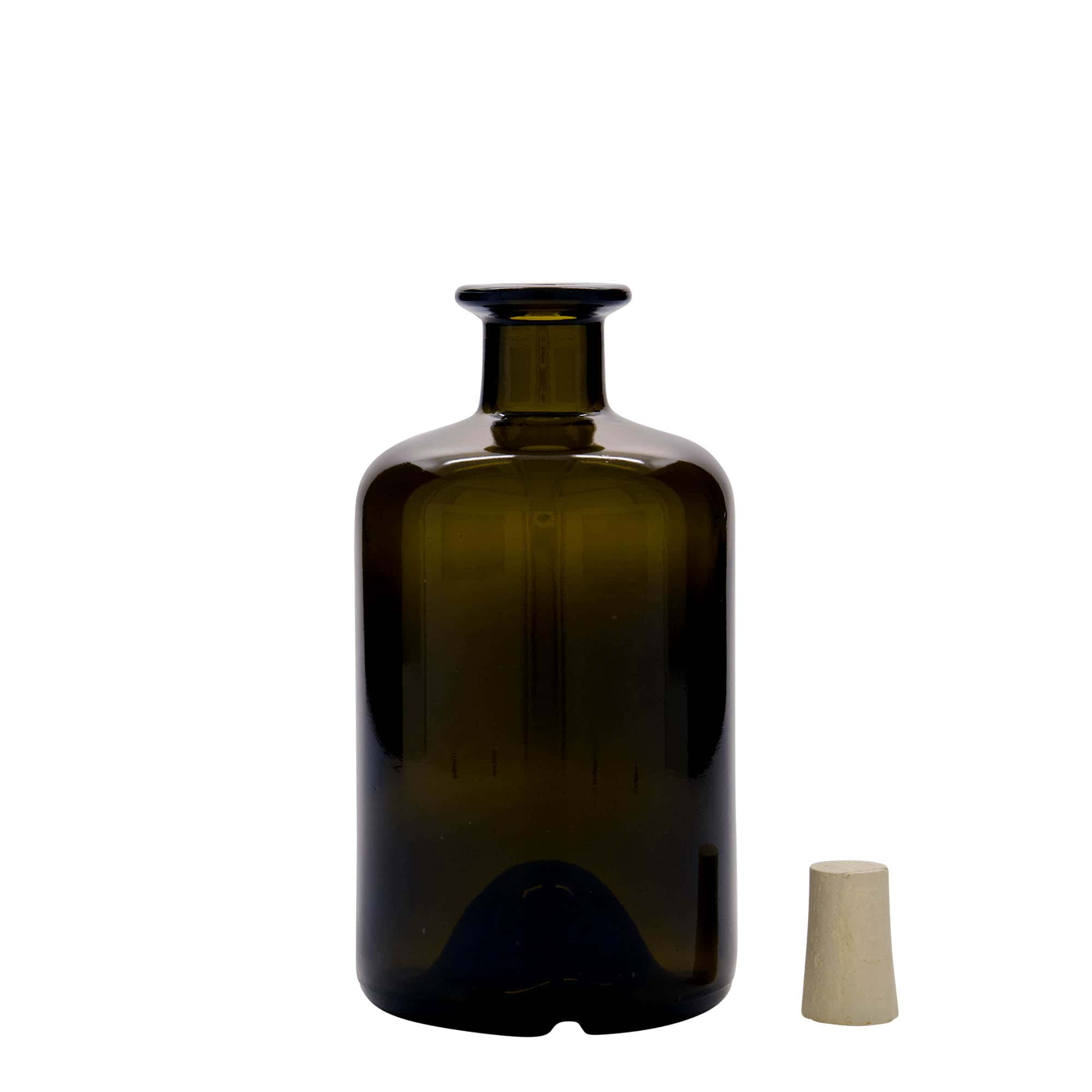 500 ml steklenica za lekarno, starinsko zelena, odprtina: pluta