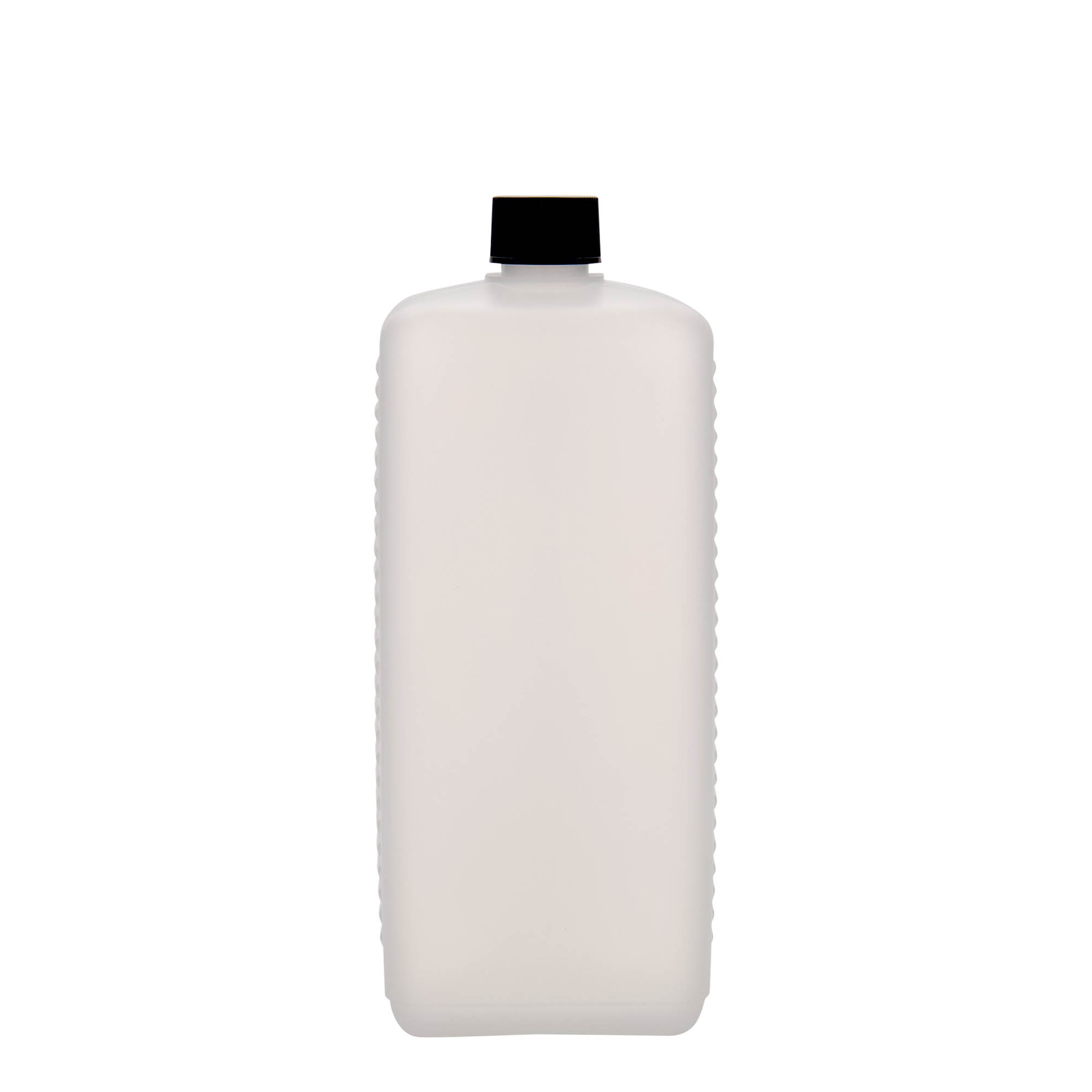 1.000 ml kanister steklenica, pravokotna, HDPE-plastika, naravna, odprtina: DIN 25 EPE