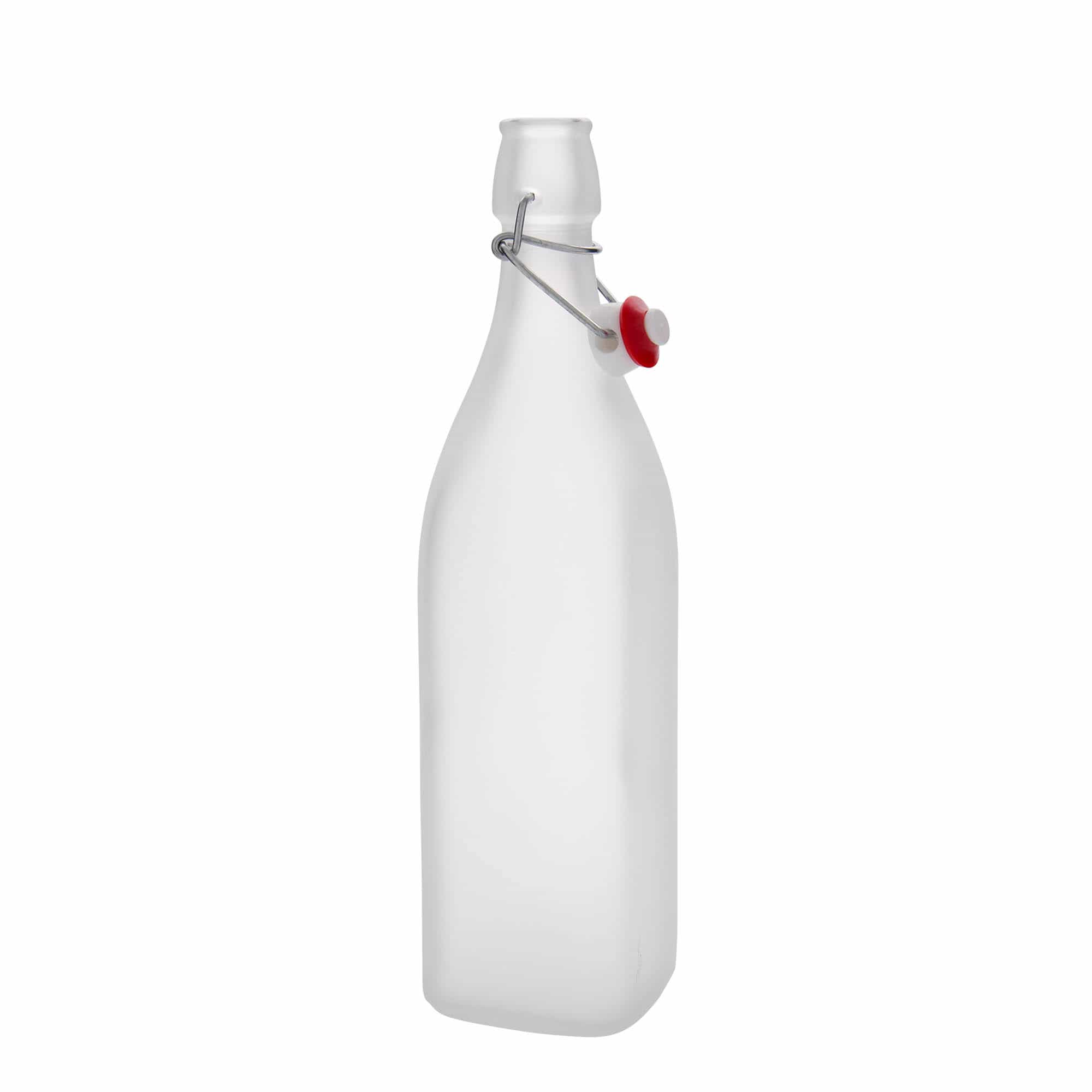 1000 ml steklena steklenica »Swing«, kvadratna, bela, ustje: zamašek s tesnilom