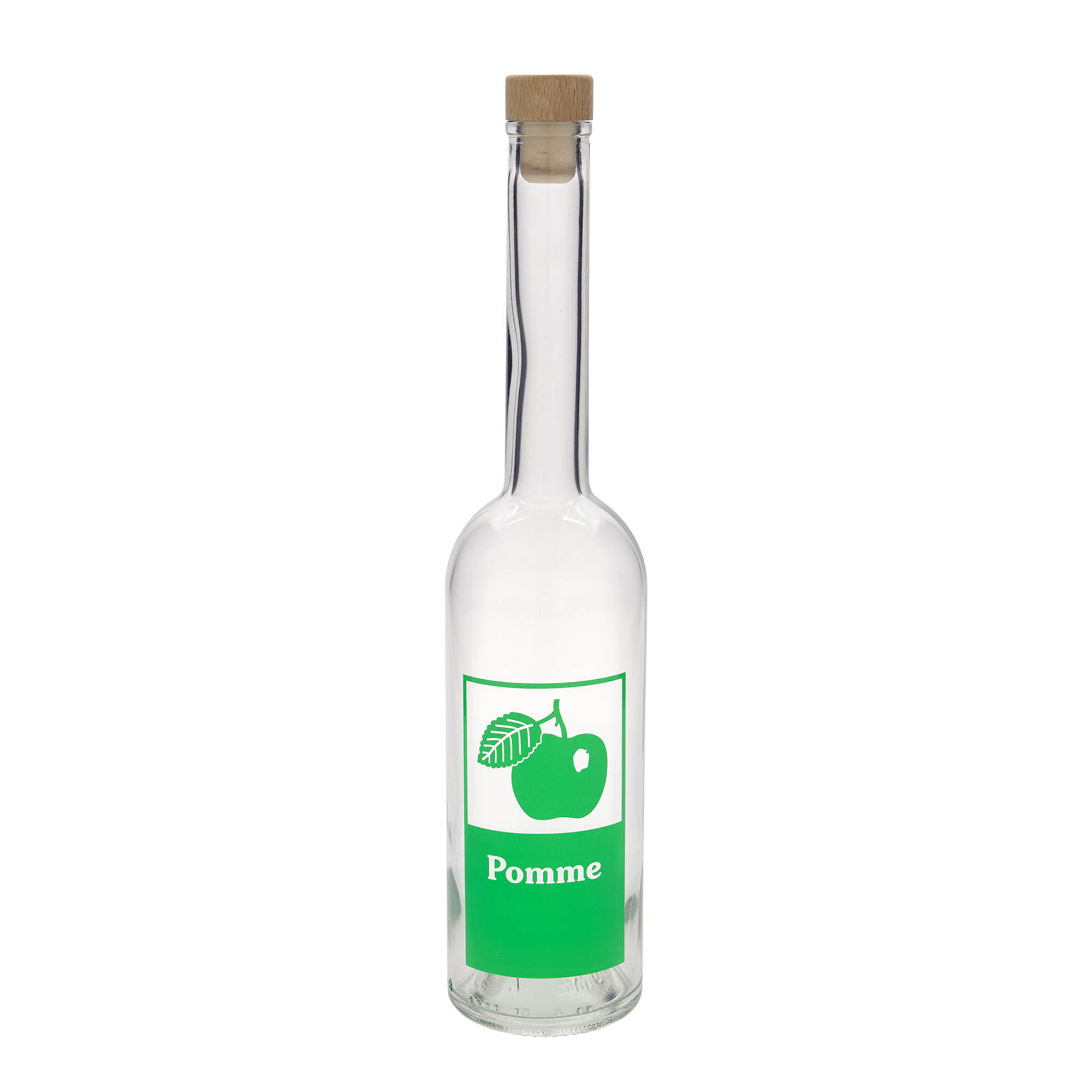 500 ml steklenica iz stekla 'Opera', motiv: jabolko, odprtina: pluta 500 ml steklenica iz stekla 'Opera', motiv: jabolko, odprtina: pluta