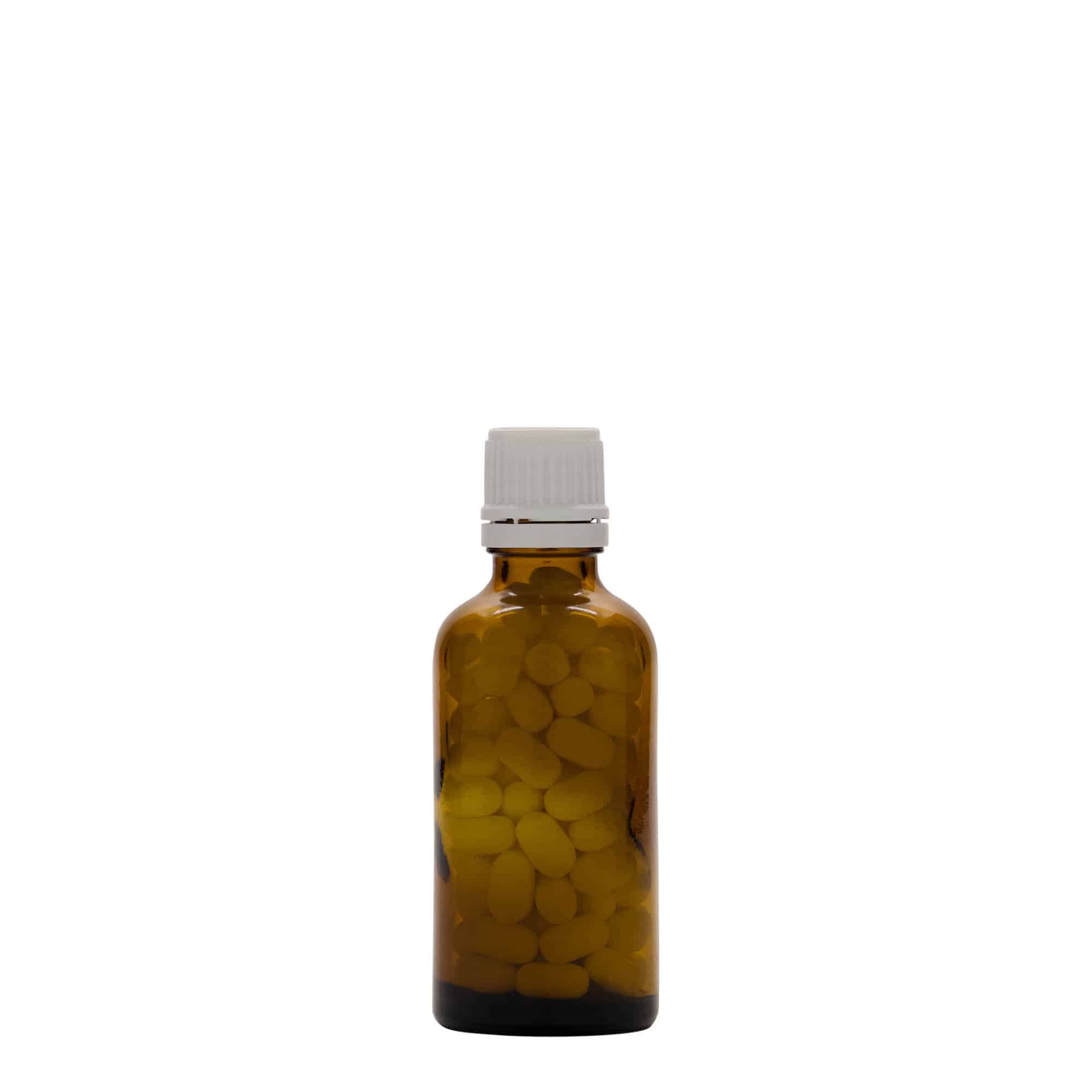 50 ml medicinska steklenička, steklo, rjava, odprtina: DIN 18