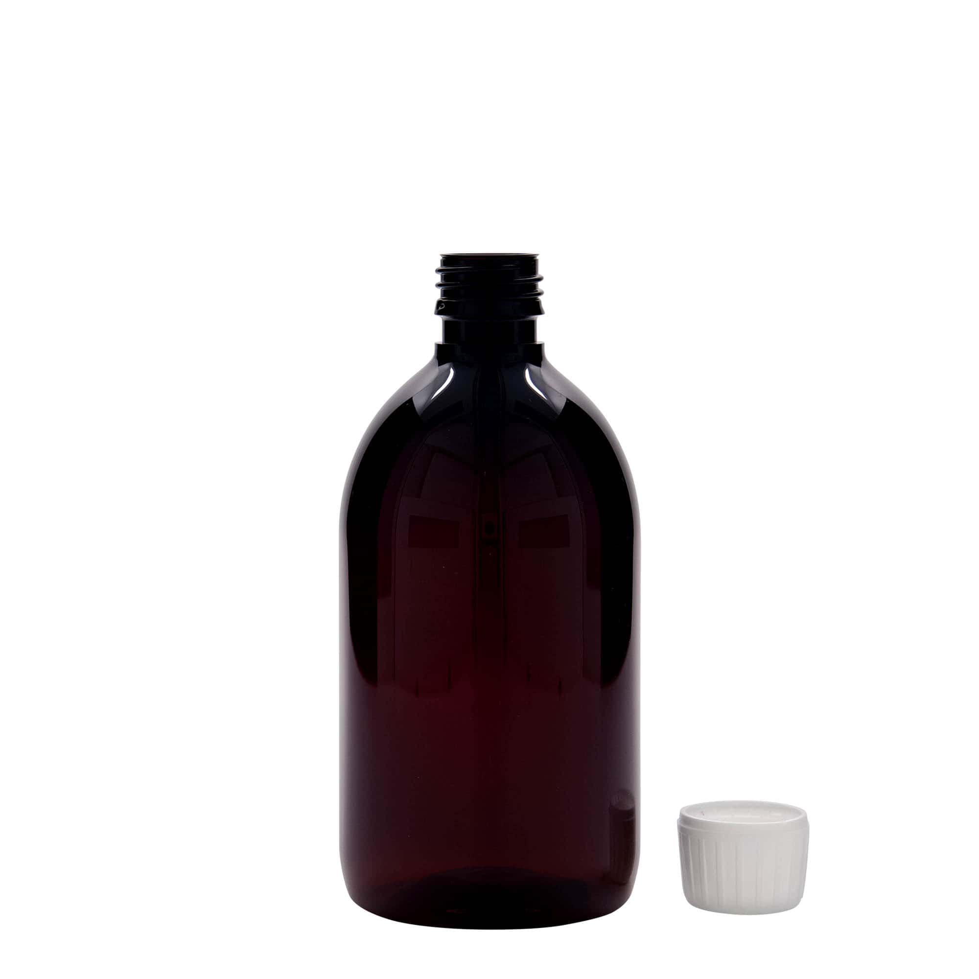 500 ml PET-medicinska steklenička, rjava, plastika, odprtina: PP 28