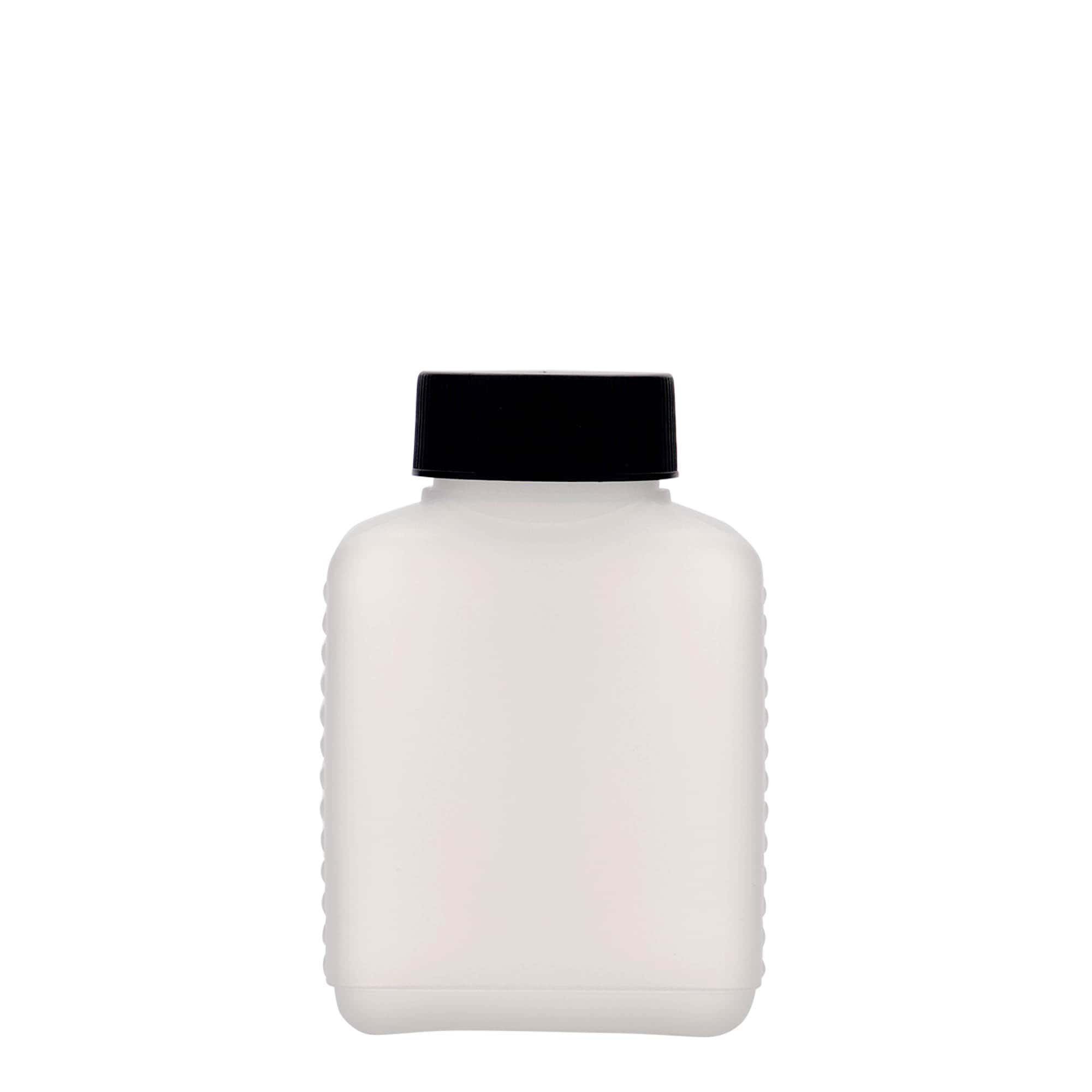 250 ml steklenica z širokim vratom, pravokotna, HDPE plastika, naravna, odprtina: DIN 40 EPE