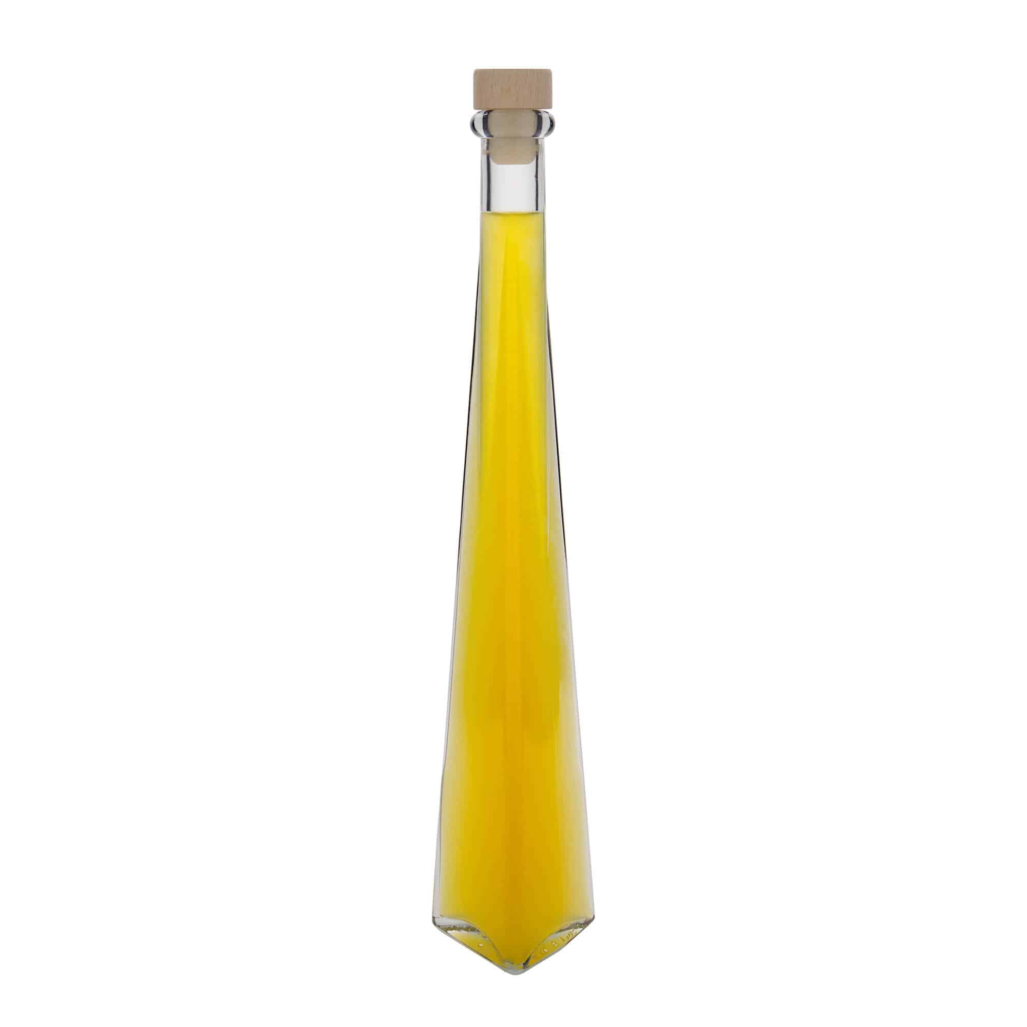 200 ml steklena steklenica »Dama Triangolore«, trikotna, ustje: pluta