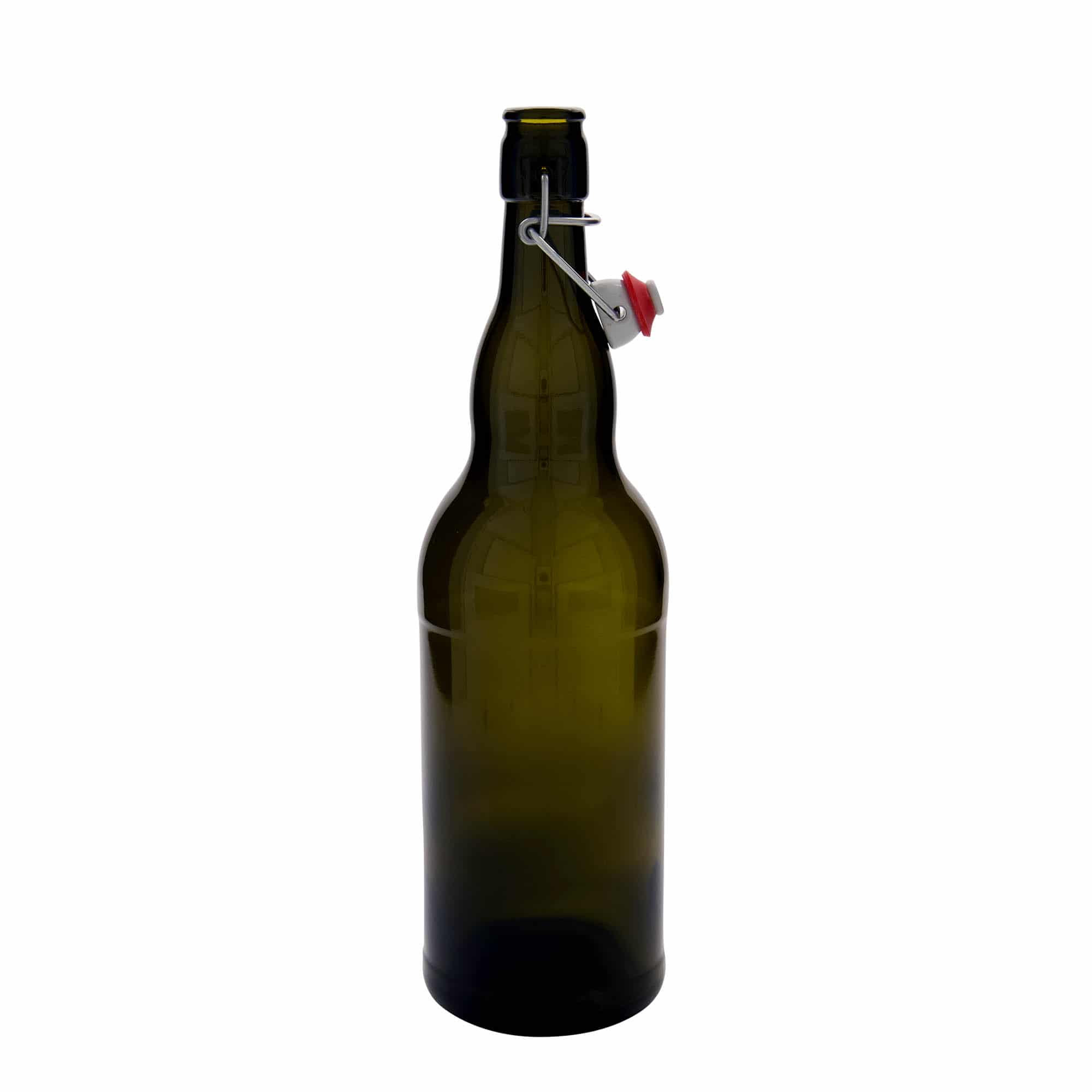 1000 ml steklenica za pivo Belgija, steklo, antično zelena, ustje: zamašek s tesnilom