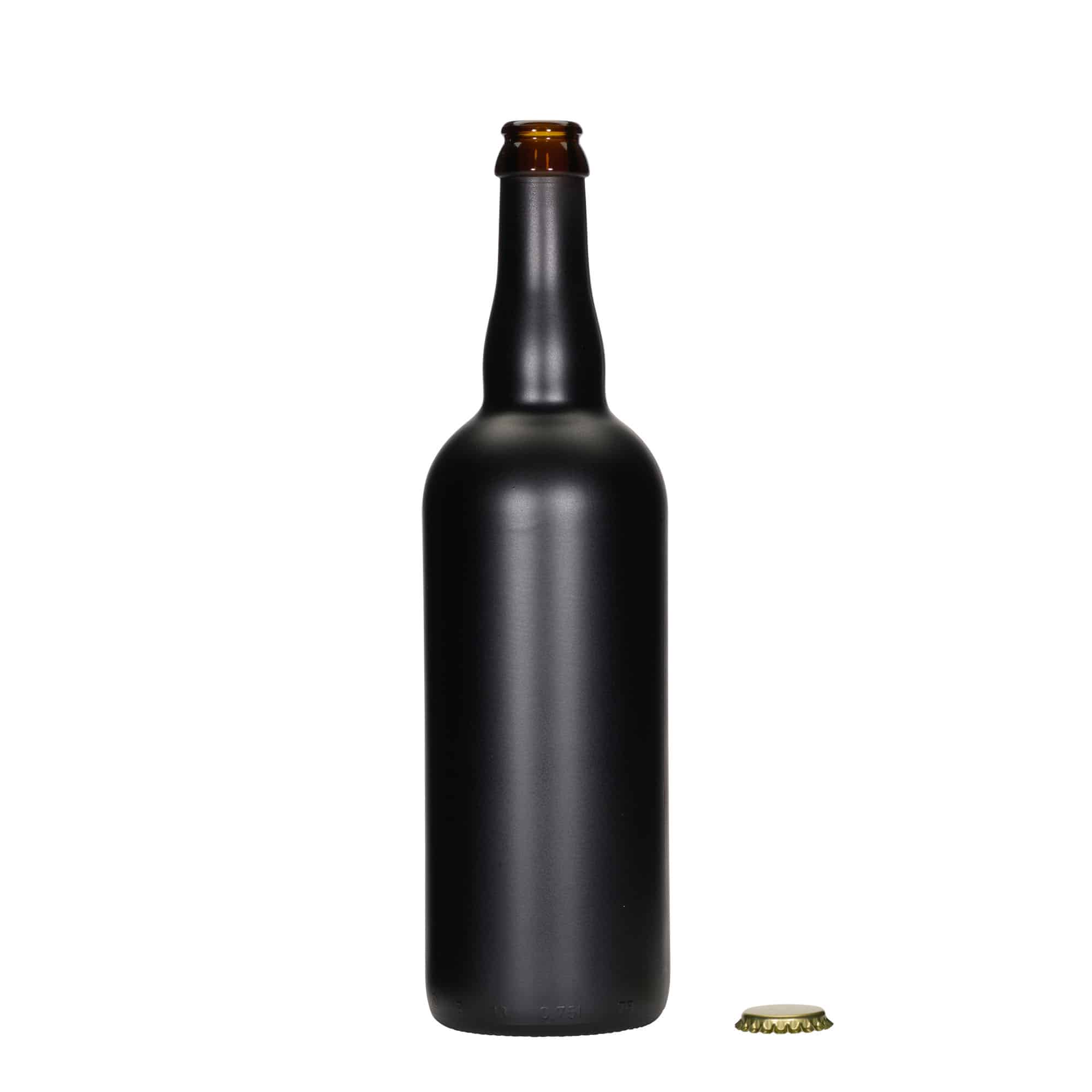 Steklenica piva 750 ml Belgija, steklo, črna, grlo: krona zamašek