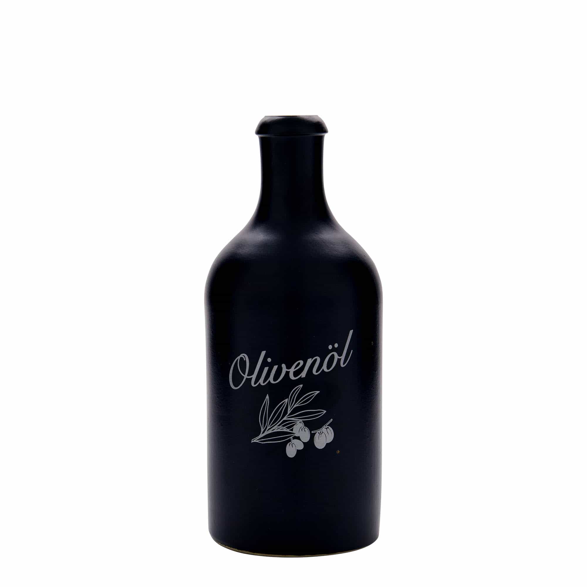 500 ml lončeni vrč, motiv: Olivno olje, lončevina, črna, ustje: pluta 500 ml lončeni vrč, motiv: Olivno olje, lončevina, črna, ustje: pluta