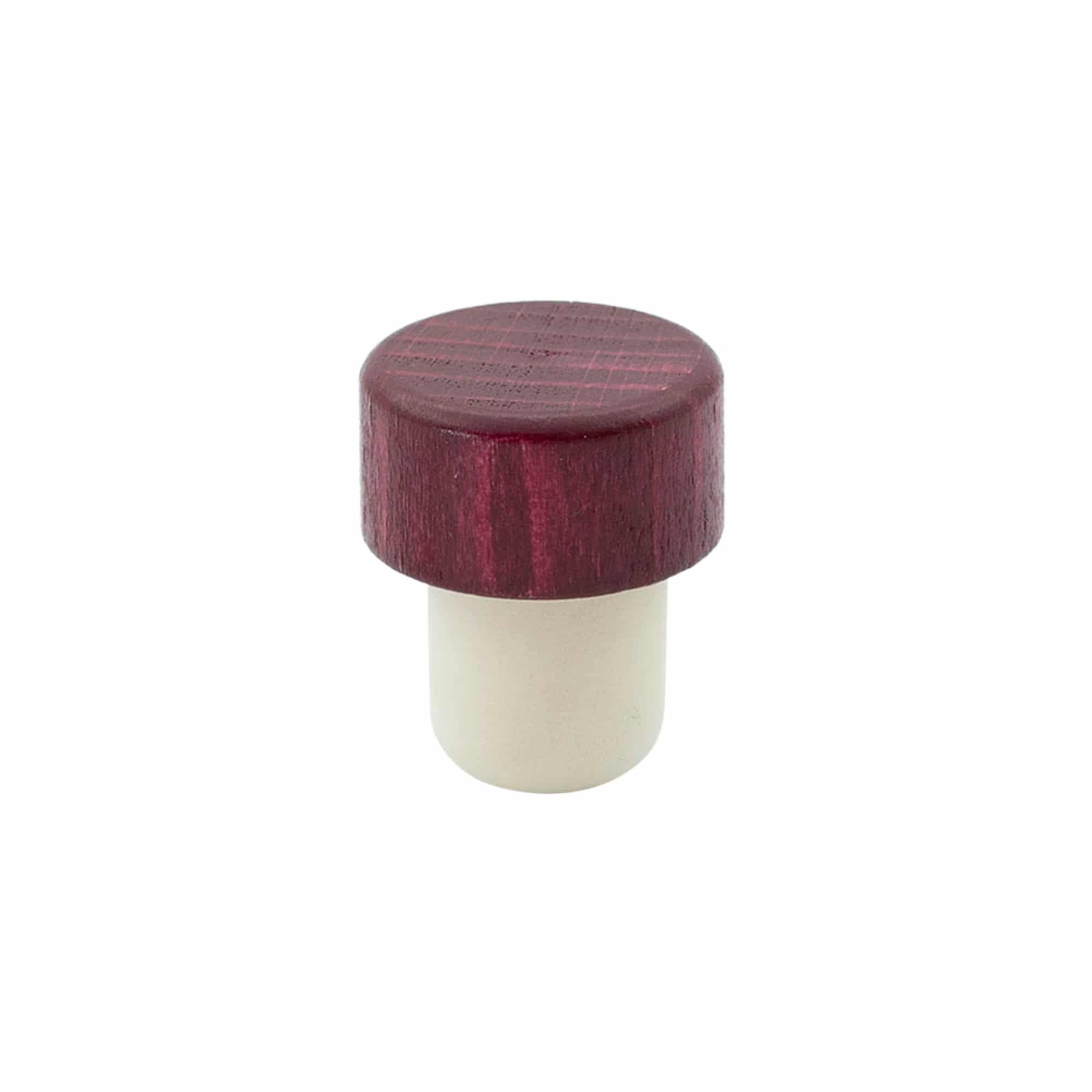 Ročajni zamašek 19 mm, les/plastika, bordo rdeč, za ustje: zamašek