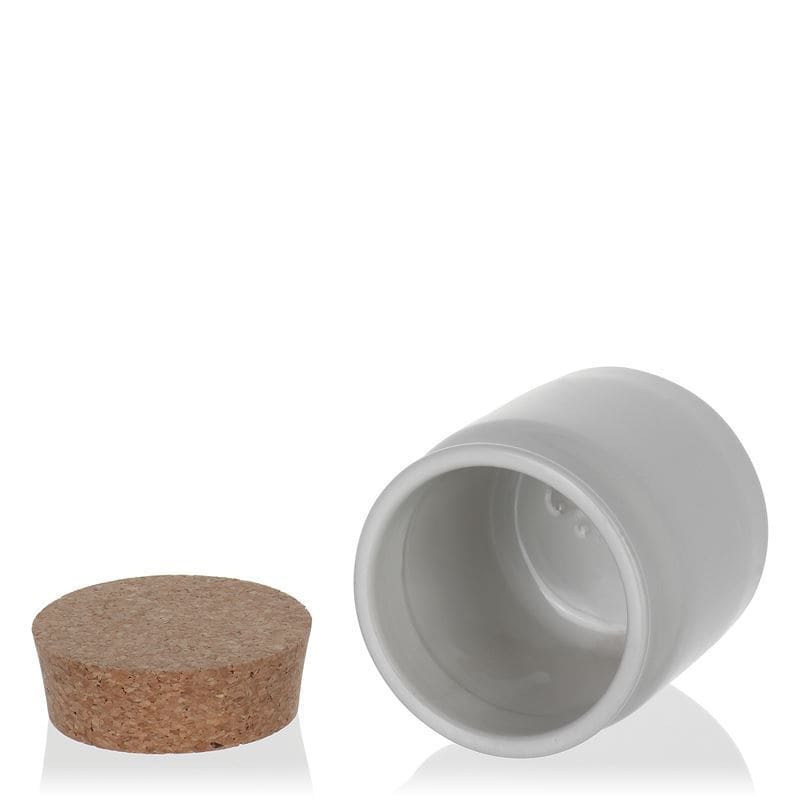 160 ml lončena posoda, keramika, bela, ustje: pluta