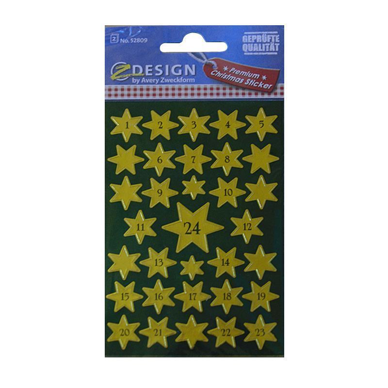 Zweckform nalepke 'Adventni koledar 1-24', papir, zlata