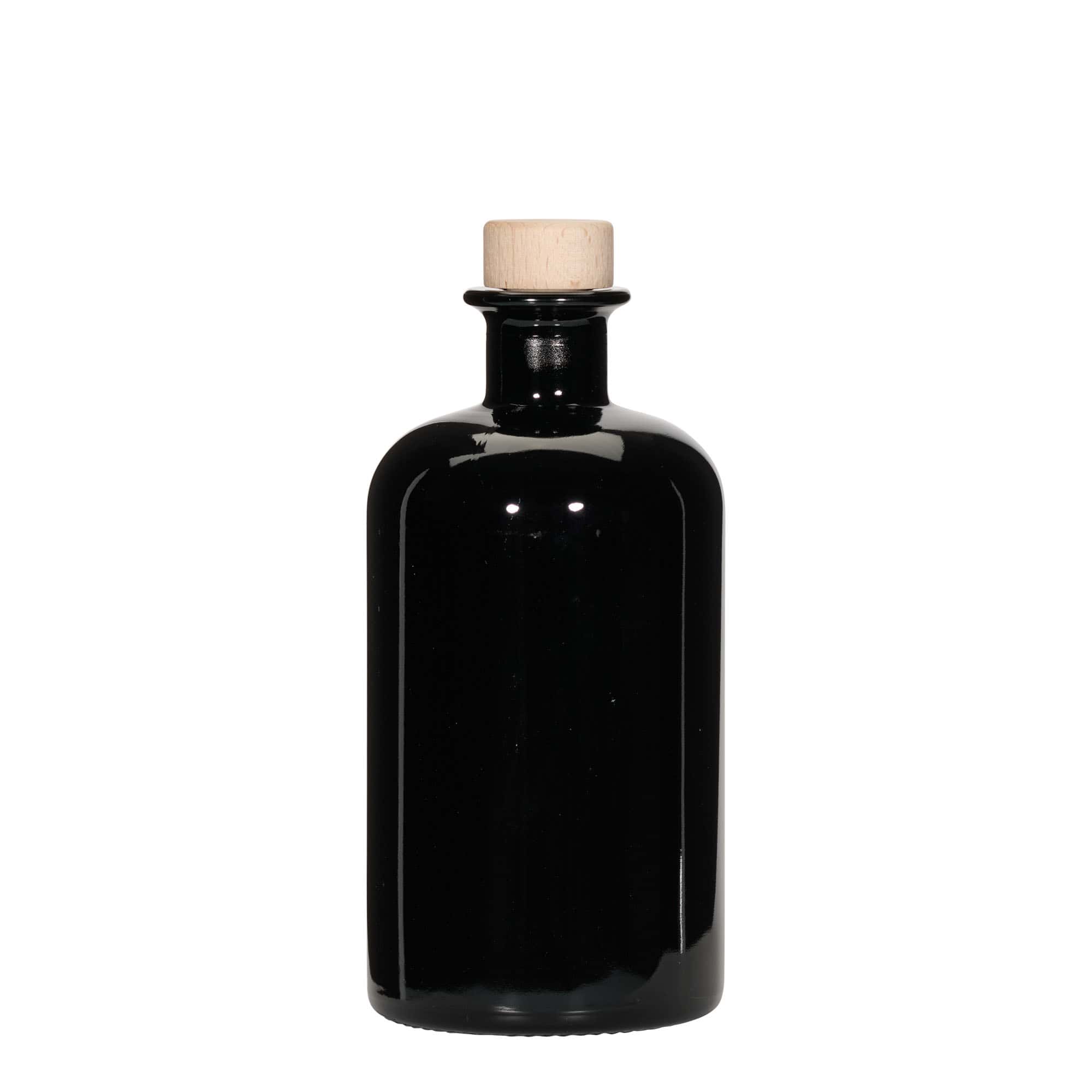 500 ml lekarniška steklenica, črna, ustje: pluta