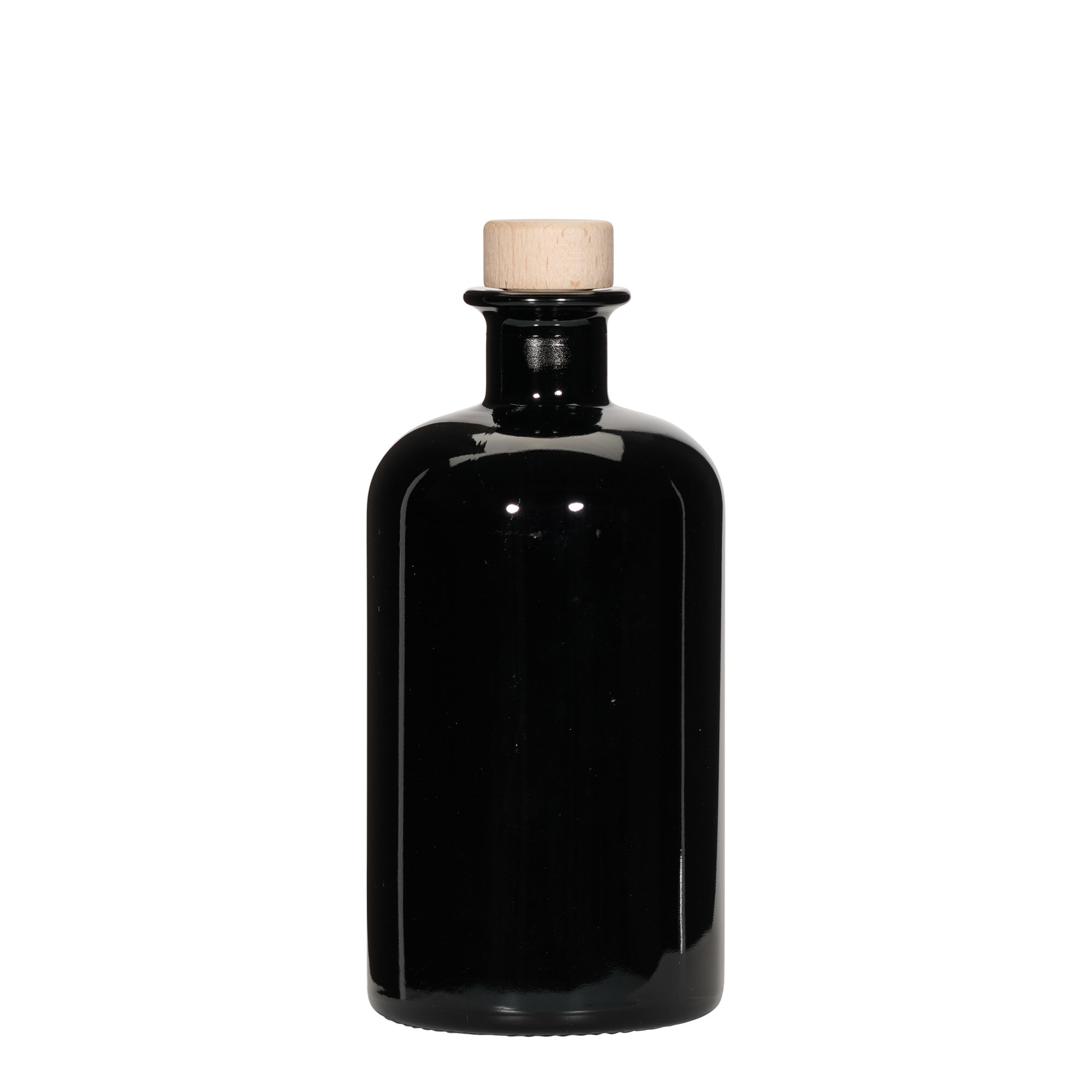 500 ml steklena steklenica, lekarniška, črna, odprtina: pluta