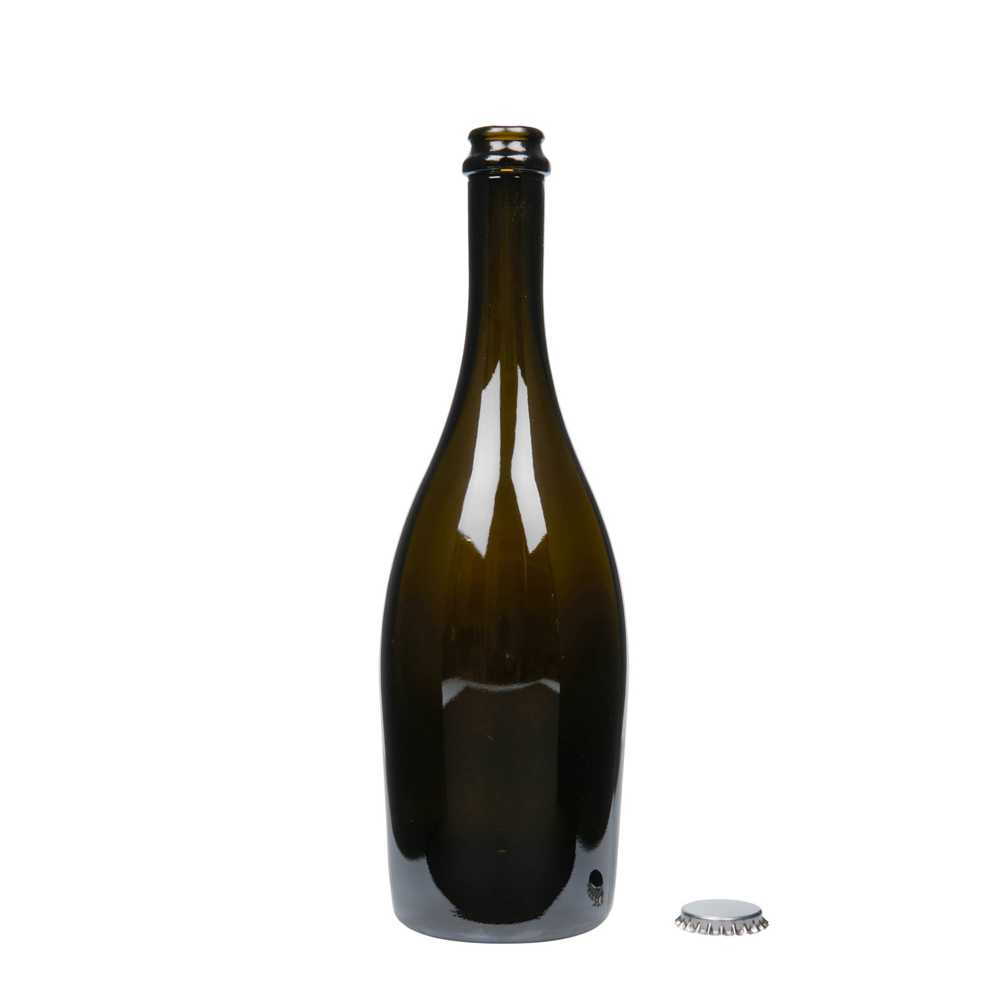 750 ml steklenica penine 'Carmen', steklo, starozeleno, odprtina: kronkapa