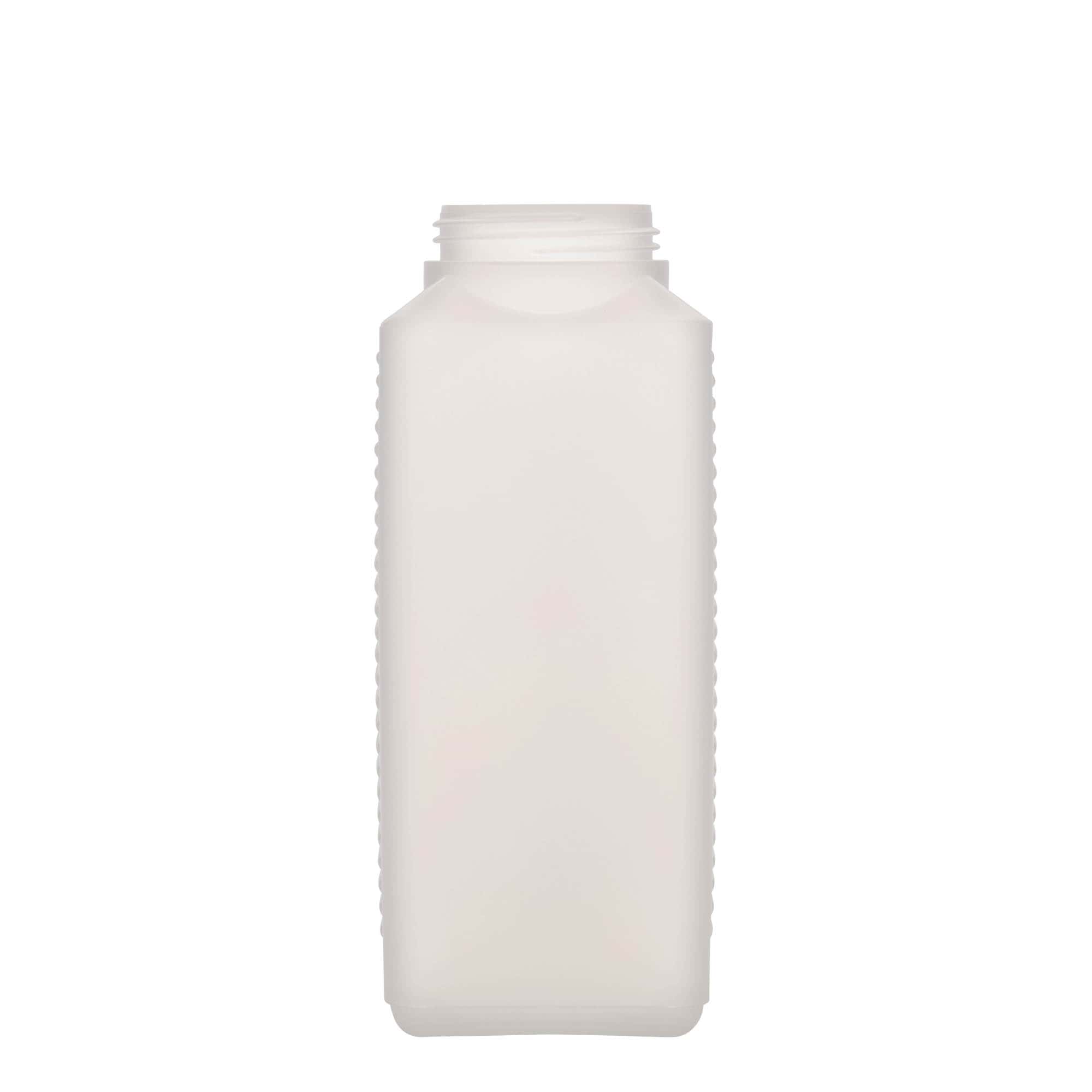 1.000 ml steklenica z širokim vratom, pravokotna, HDPE-plastika, naravna, odprtina: DIN 60 EPE
