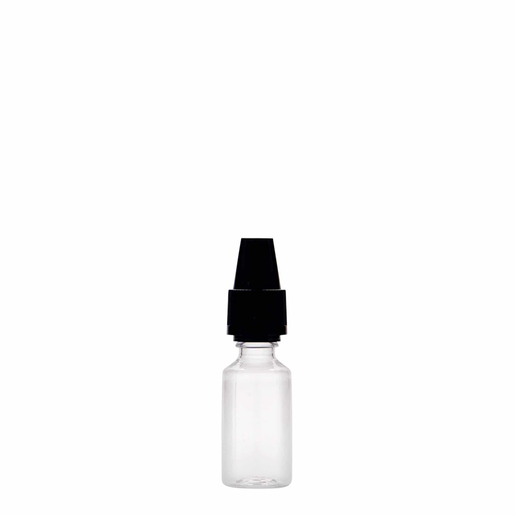 10 ml steklenica iz plastike PET »E-Liquid«, originalno varovalo in zaščita pred otroki, plastika, ustje: navojni zamašek