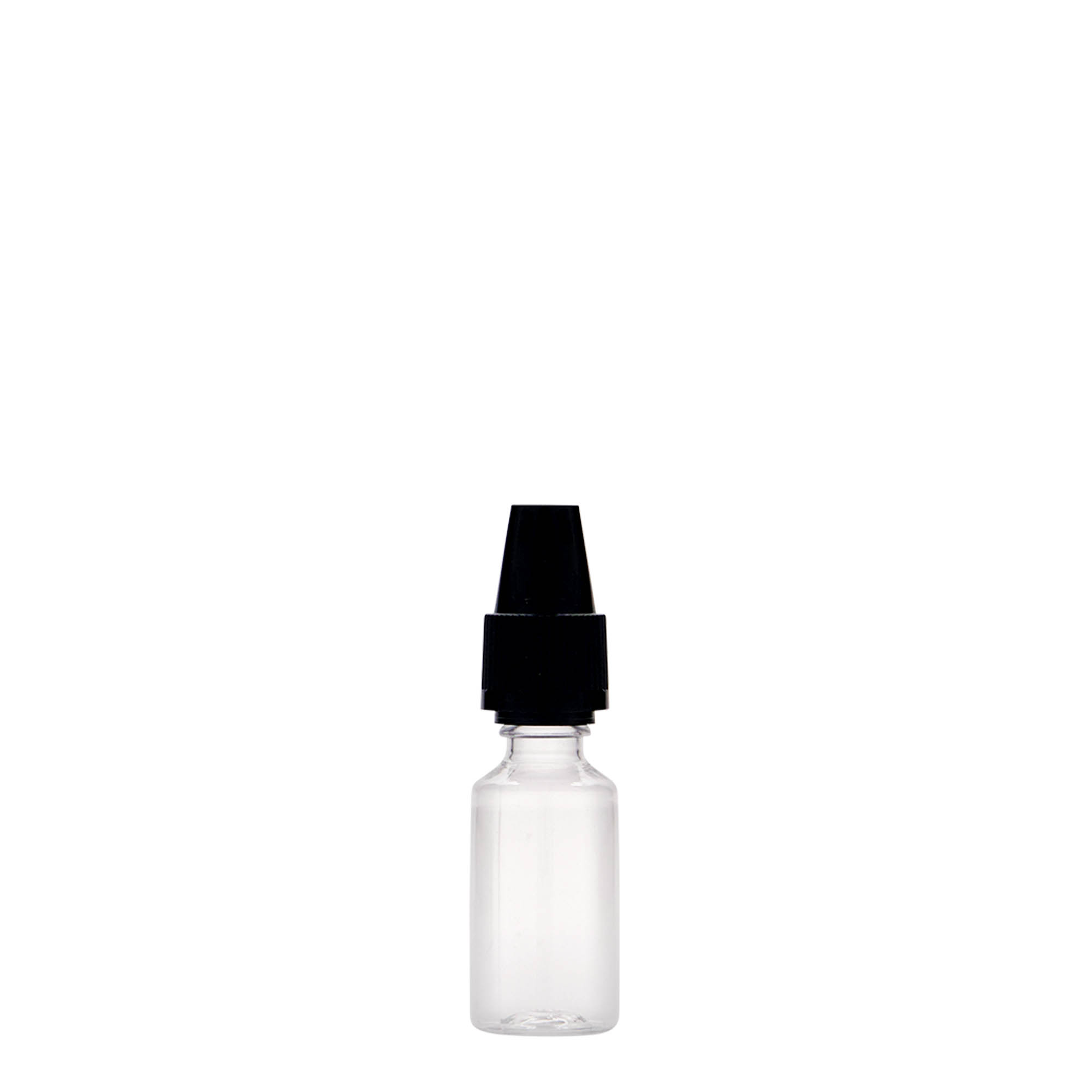 10 ml PET-flaska 'E-Liquid' z varnostjo kakovosti in zaščito pred otroki, plastika, odprtina: navojni pokrov