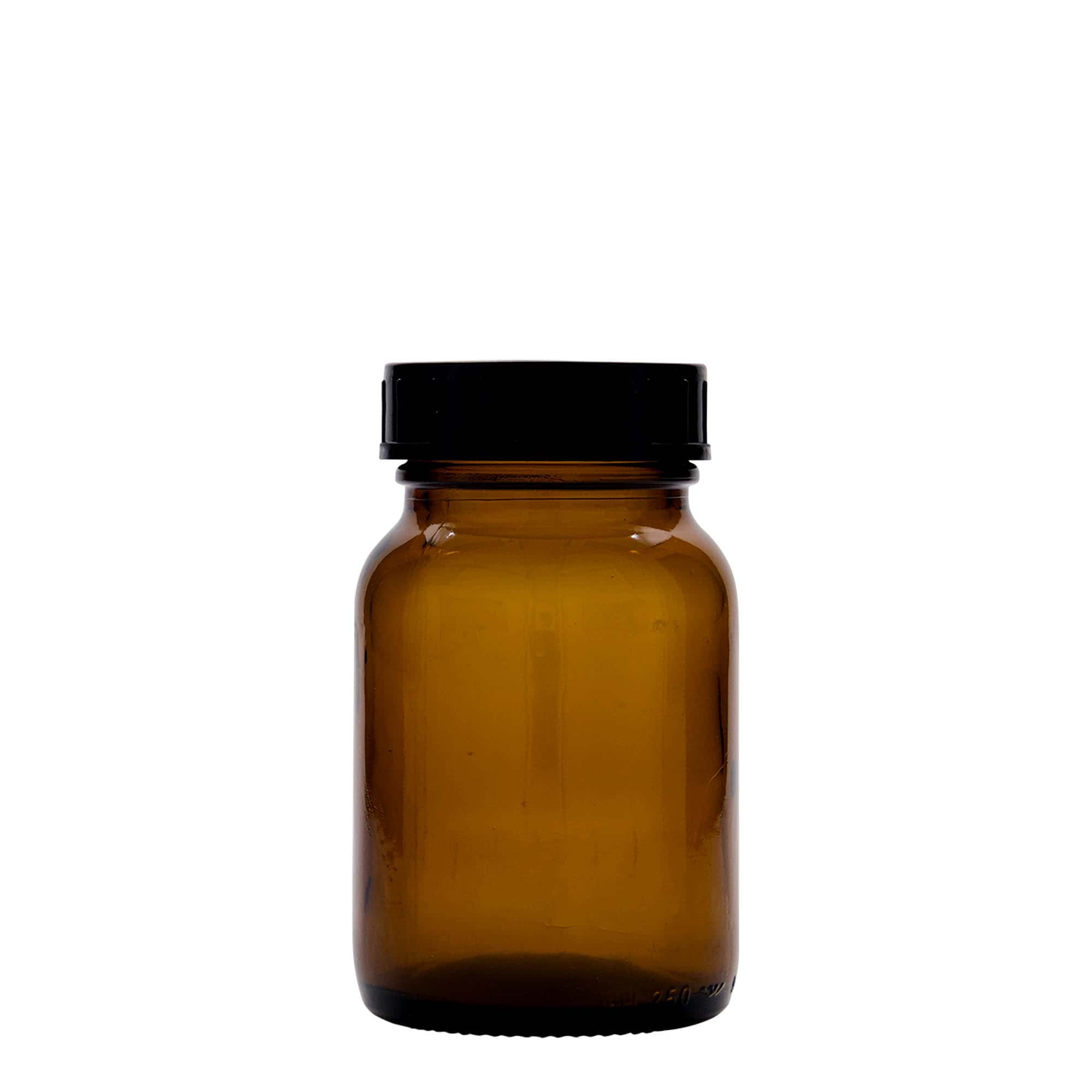 250 ml steklen kozarec z širokim vratom, rjav, odprtina: DIN 55