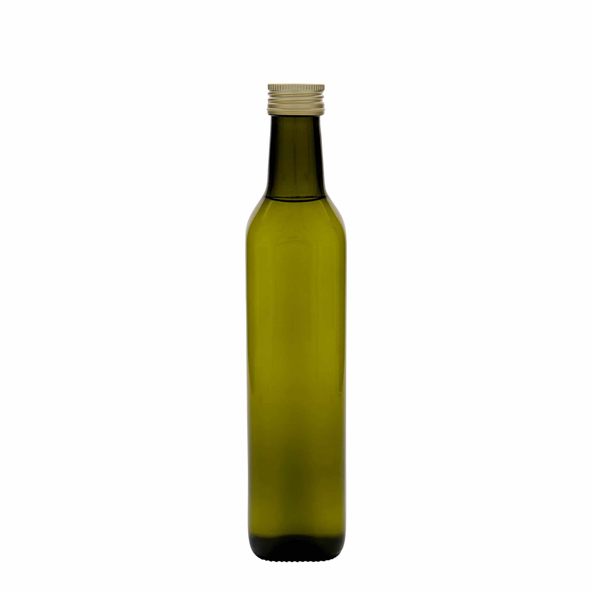 500 ml steklenica iz stekla 'Marasca', kvadratna, starozelena, odprtina: PP 31,5
