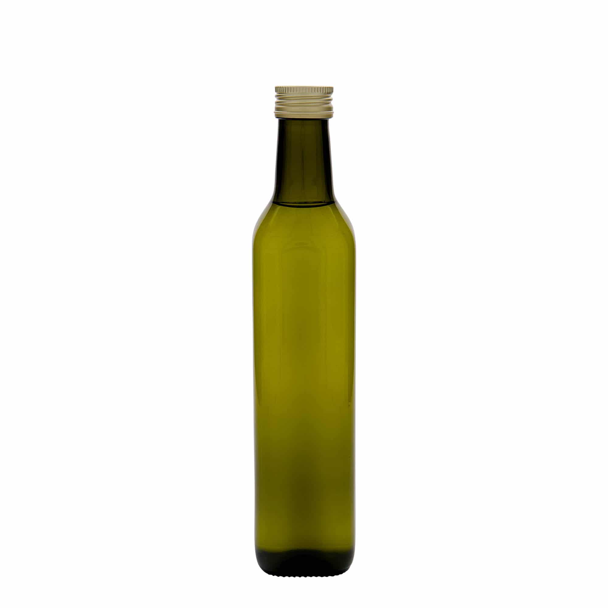 500 ml steklenica iz stekla 'Marasca', kvadratna, starozelena, odprtina: PP 31,5