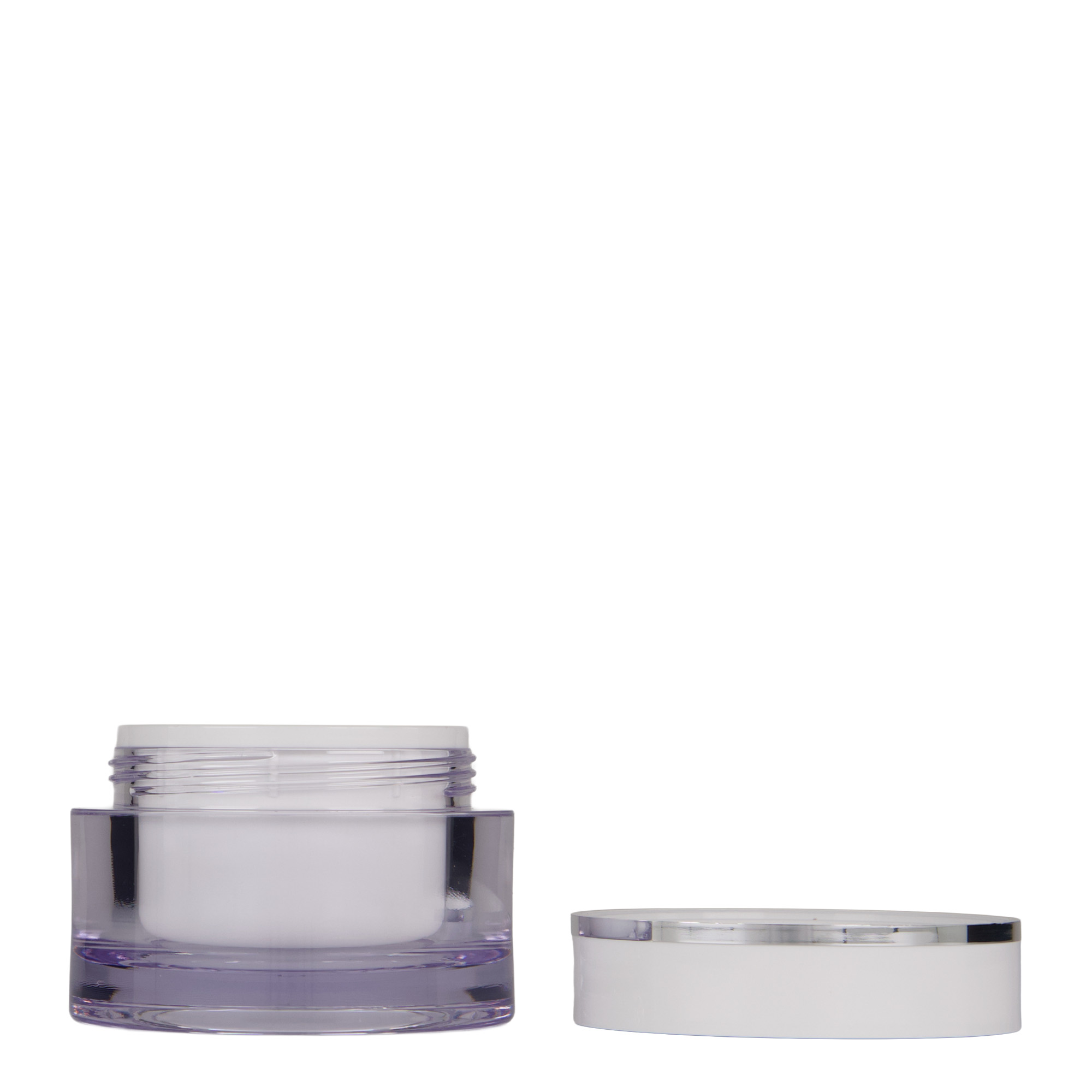 50 ml lonček, SAN-plastika, bel, odprtina: navojni pokrovček