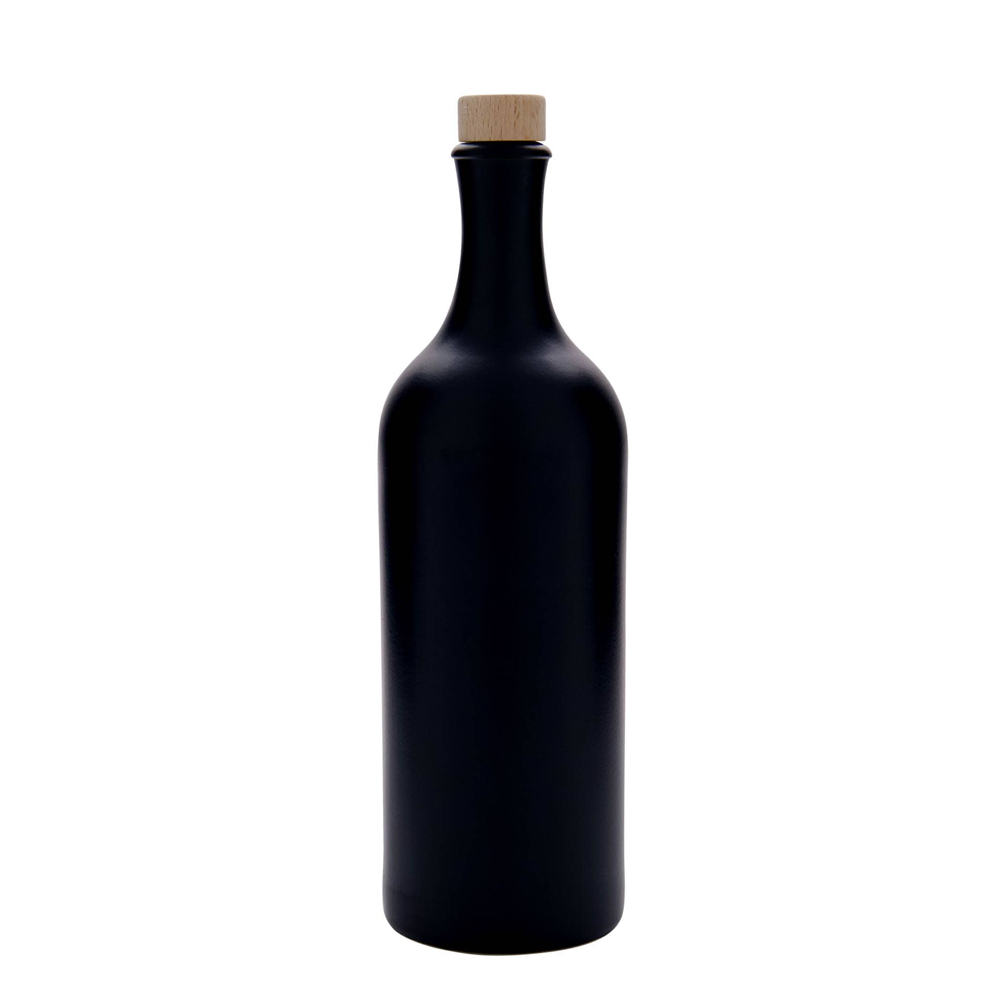 750 ml vrč iz glinene posode z dolgim vratom, kamenina, črna, odprtina: pluta