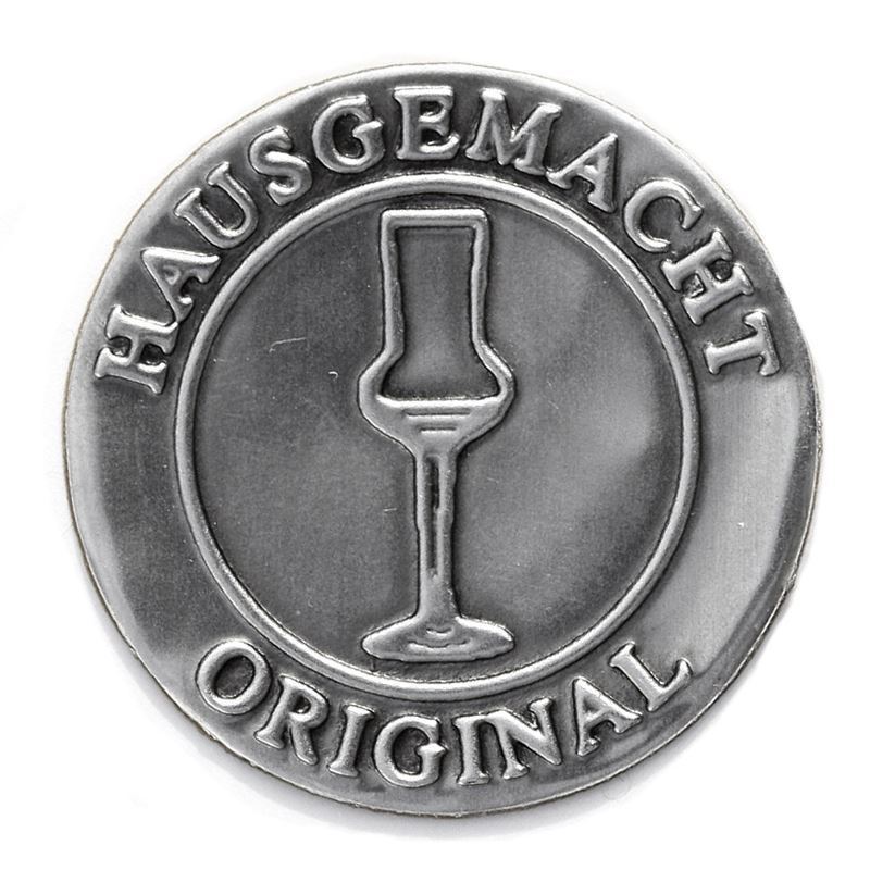 Kositrna etiketa 'Original Hausgemacht', okrogla, kovinska, srebrna Kositrna etiketa 'Original Hausgemacht', okrogla, kovinska, srebrna
