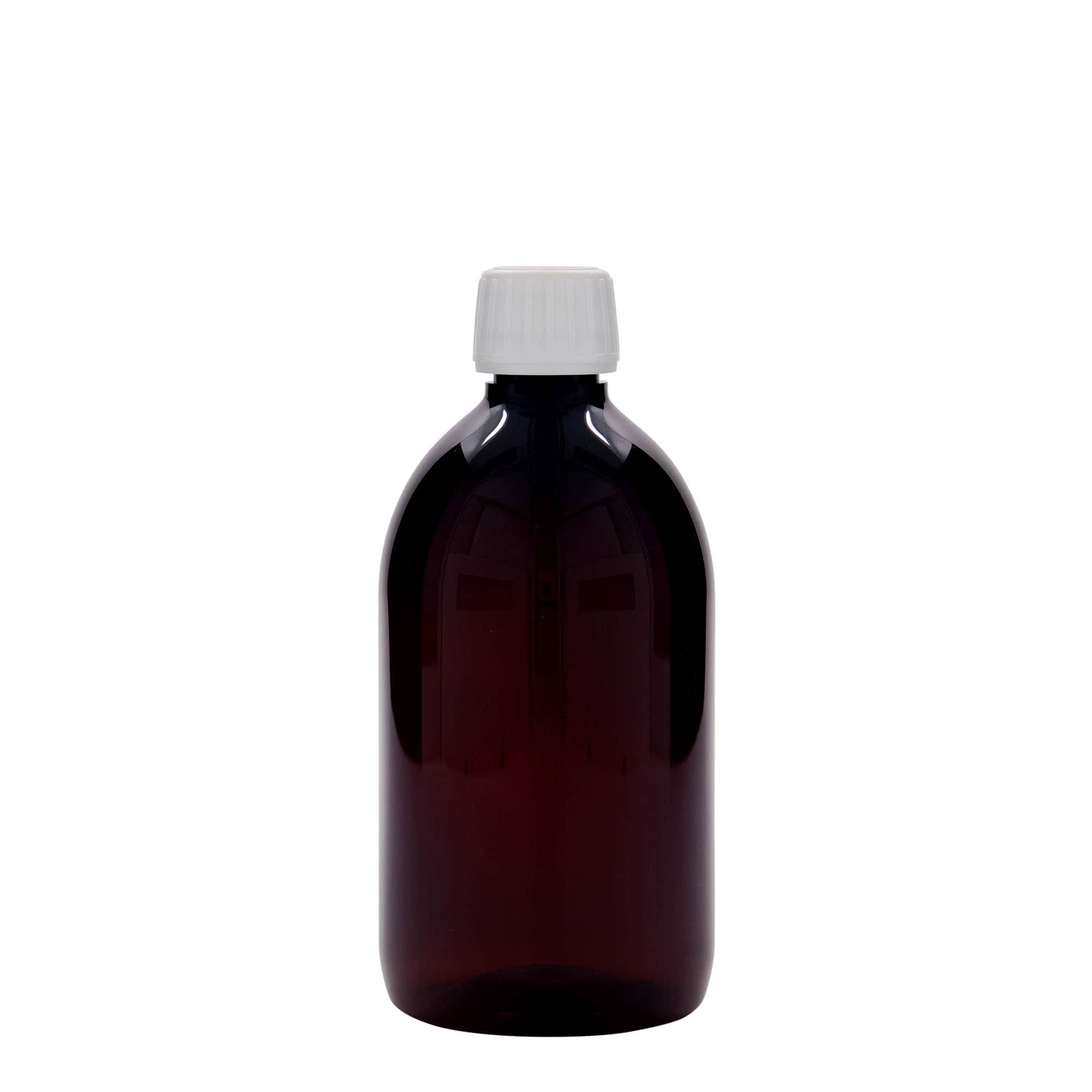 500 ml steklenica za zdravila PET, rjava, plastika, ustje: PP 28
