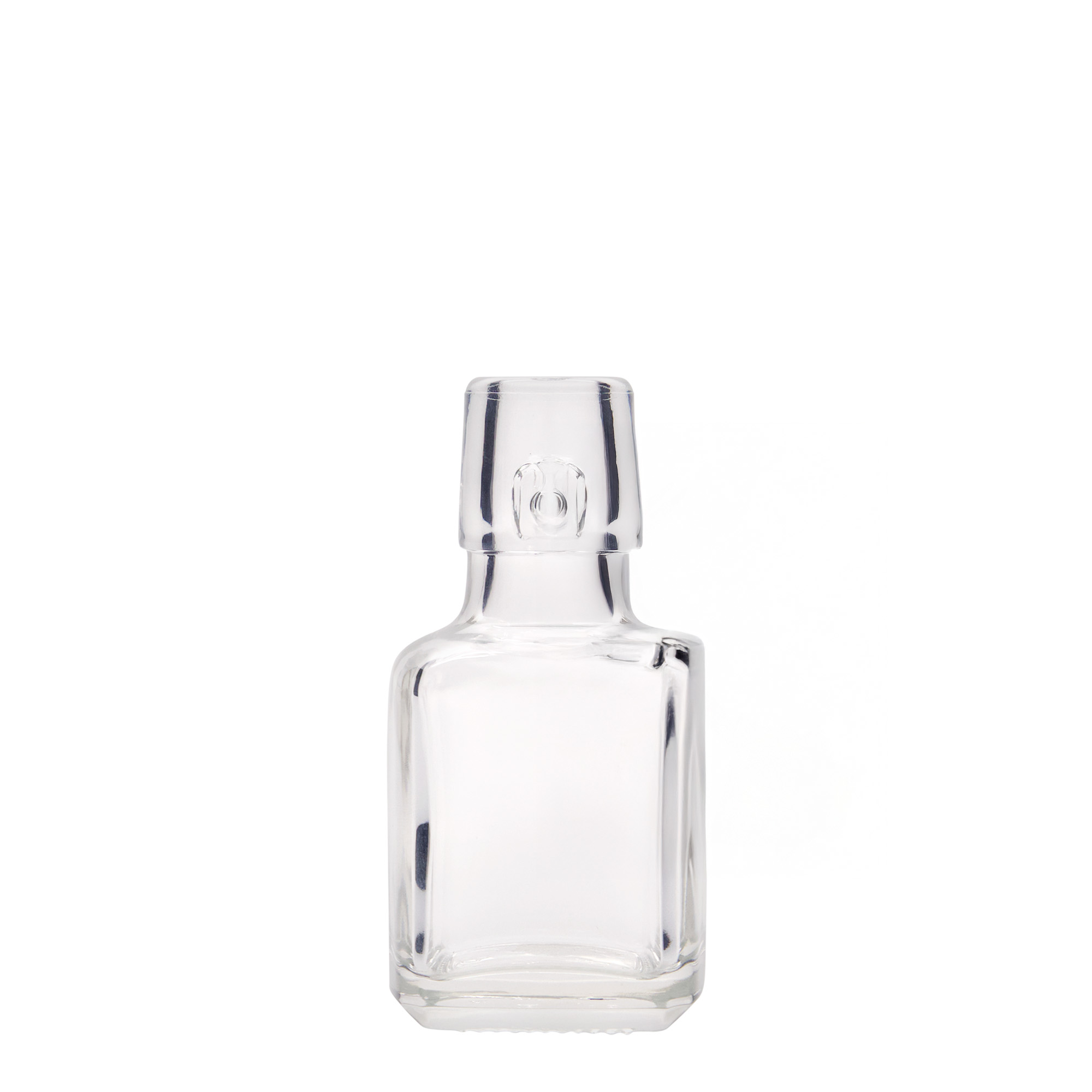 100 ml steklenička 'Kubica', kvadratna, odprtina: zaponka 100 ml steklenička 'Kubica', kvadratna, odprtina: zaponka