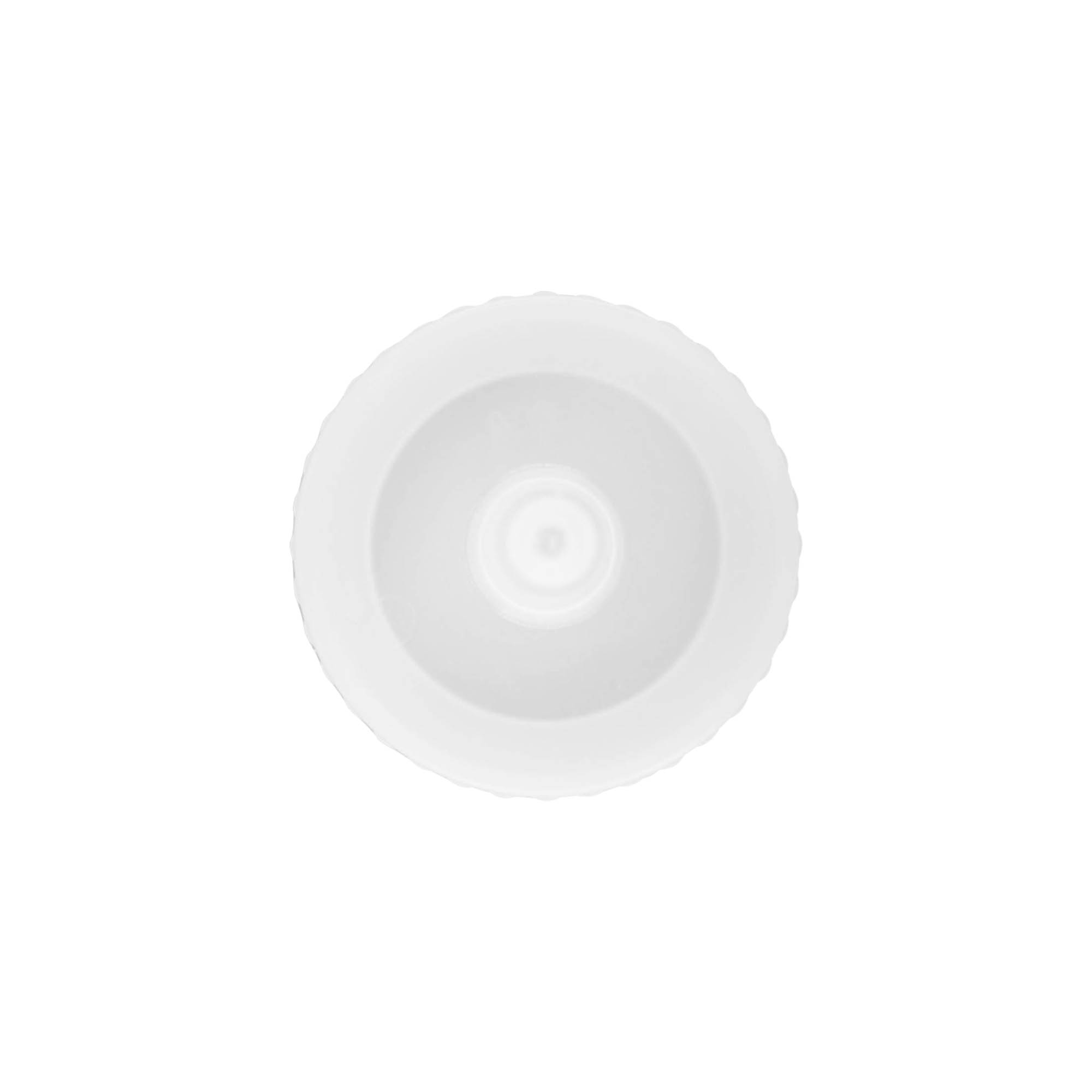 Zavrtni pokrov z brizgalno šobo, PP-plastika, bela, za odprtino: 38/400 Zavrtni pokrov z brizgalno šobo, PP-plastika, bela, za odprtino: 38/400