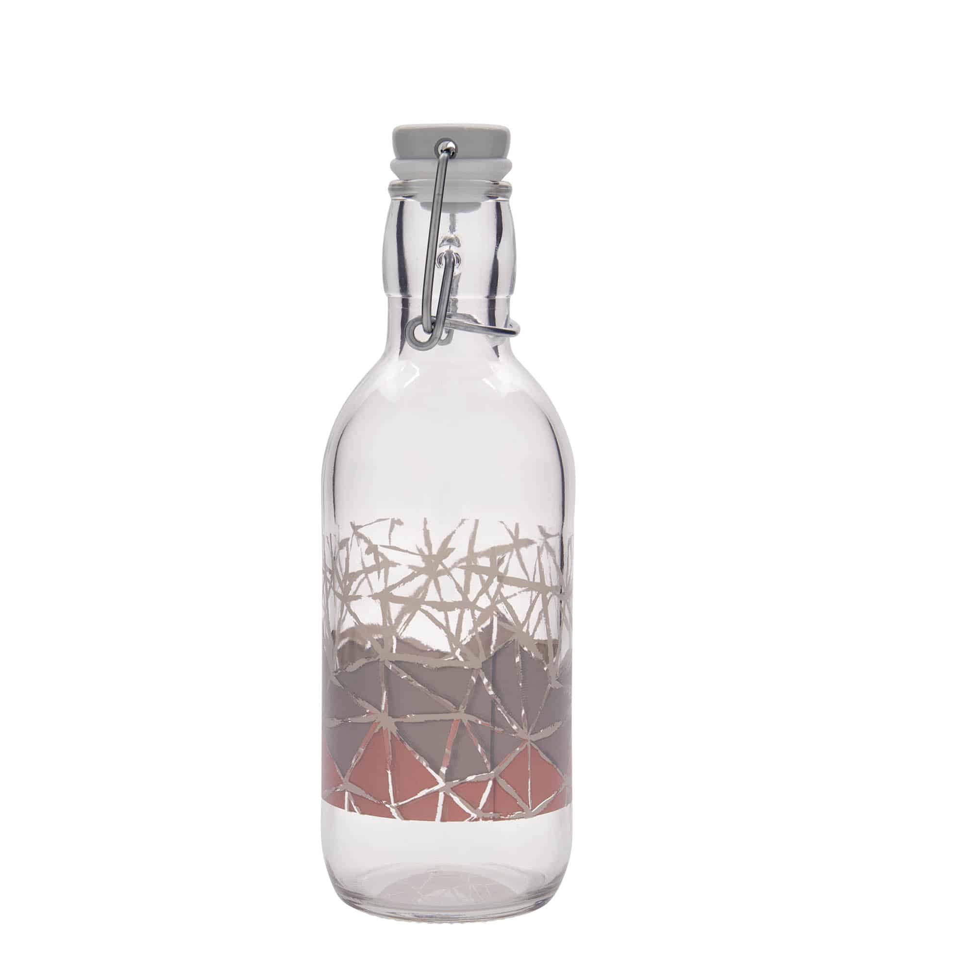 500 ml steklena steklenica »Emilia«, motiv: Manolibera rosa, ustje: zamašek s tesnilom