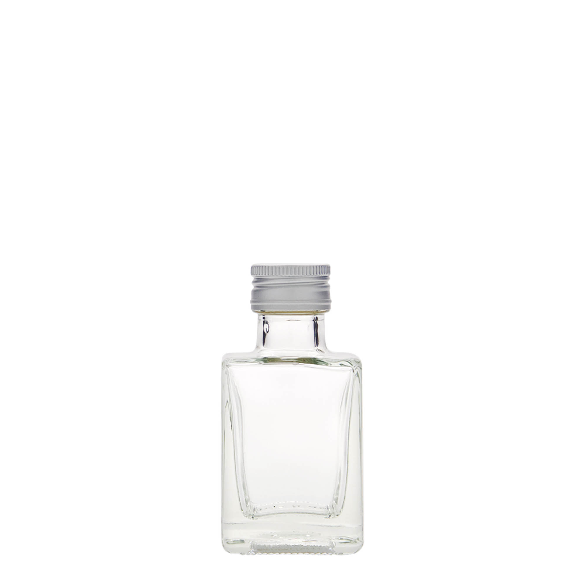 50 ml steklenička iz stekla 'Cube', kvadratna, odprtina: PP 24