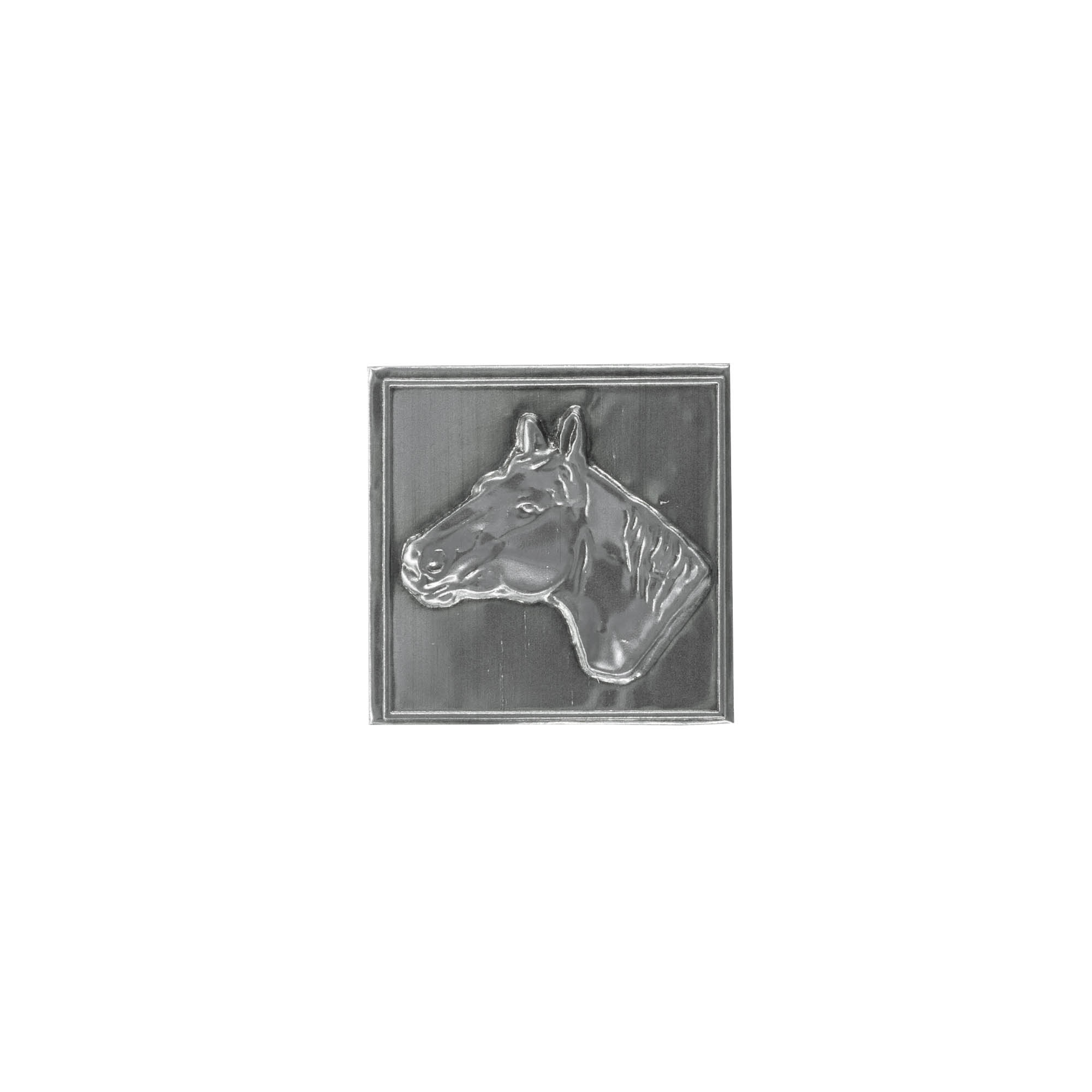 Kositrna etiketa 'Pferd', kvadratna, kovina, srebrna Kositrna etiketa 'Pferd', kvadratna, kovina, srebrna