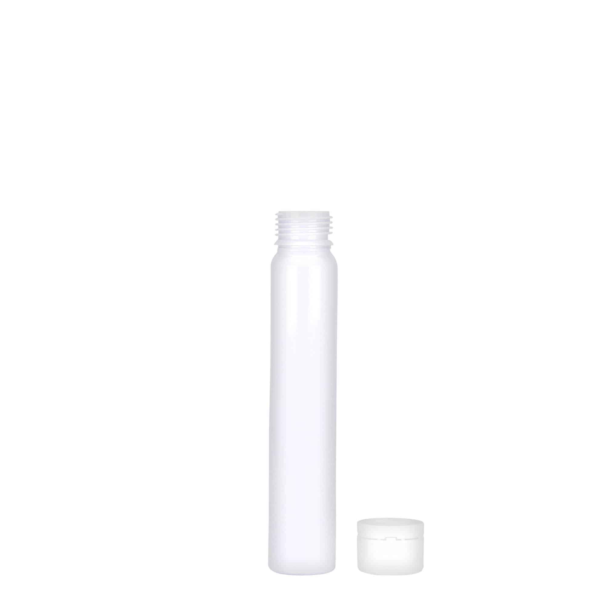 25 ml PET-cevk, plastika, bela, odprtina: navojni pokrovček