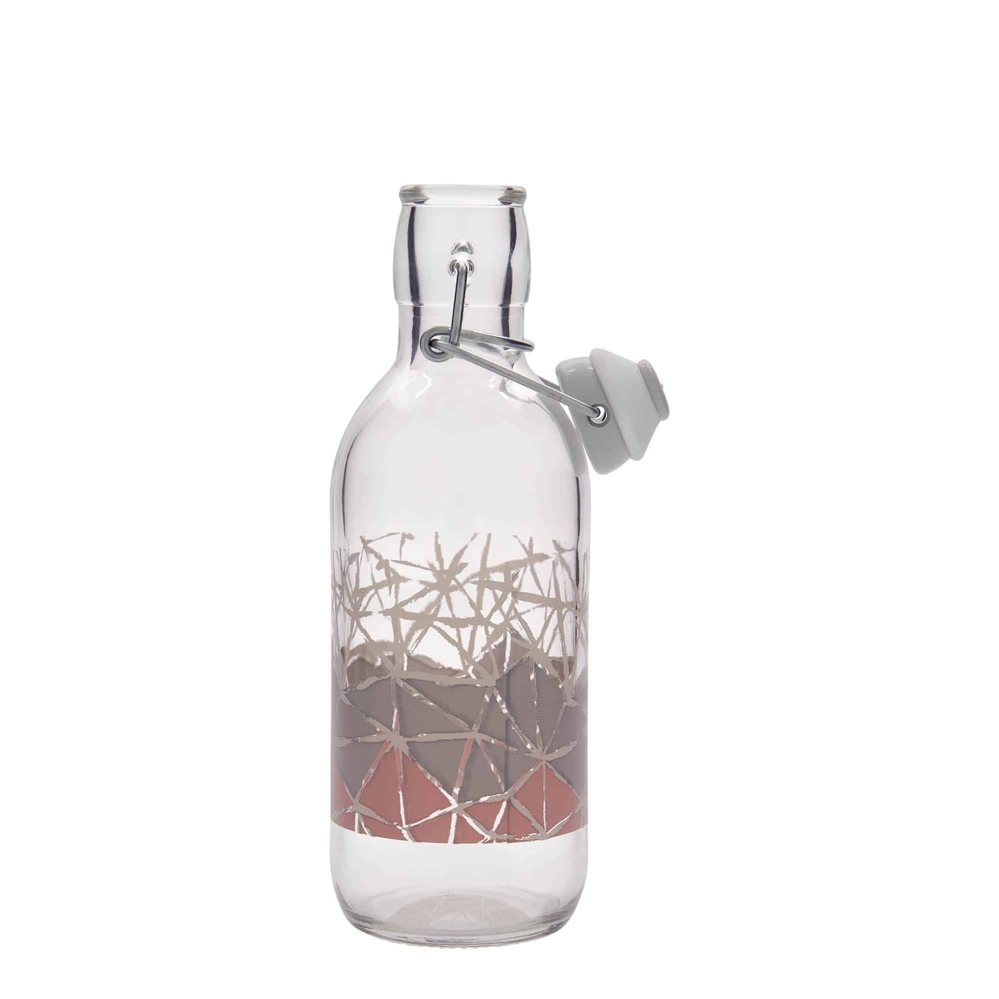 500 ml steklena steklenica »Emilia«, motiv: Manolibera rosa, ustje: zamašek s tesnilom