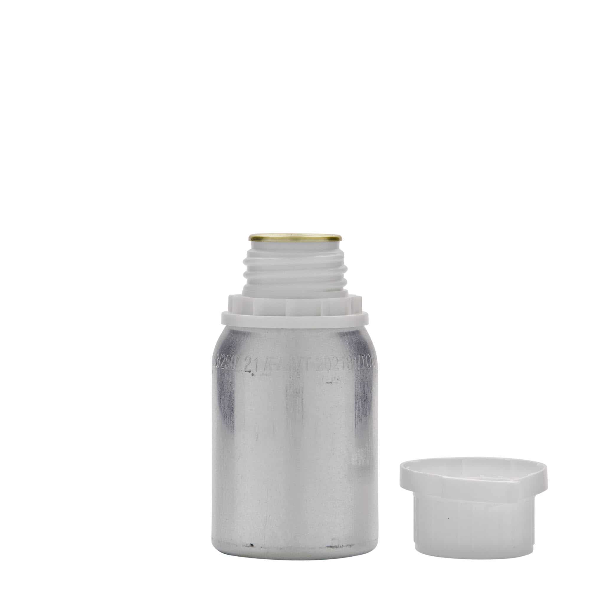 125 ml aluminijasta steklenica, kovinska, srebrna, ustje: DIN 32 125 ml aluminijasta steklenica, kovinska, srebrna, ustje: DIN 32